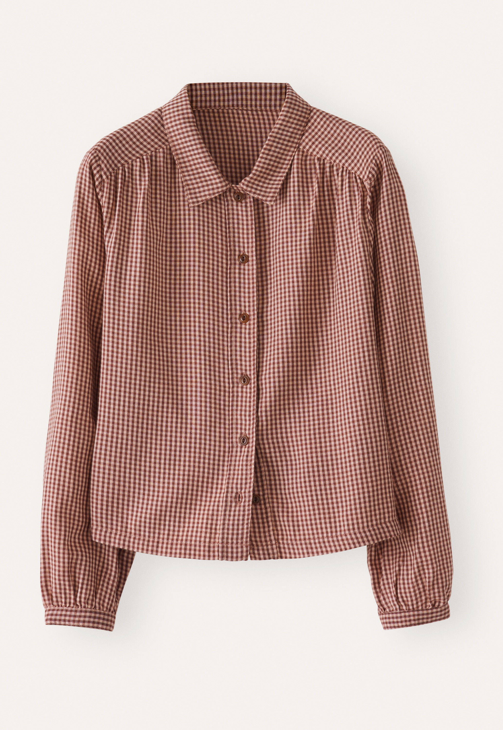 Checked blouse, Maroon cherry, large
