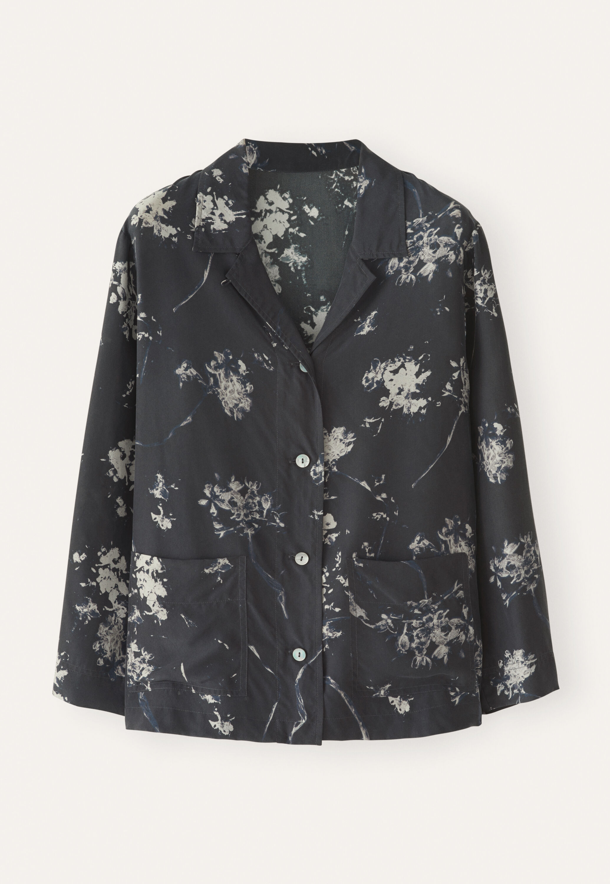 Printed silk pyjamas, Soft midnight, large