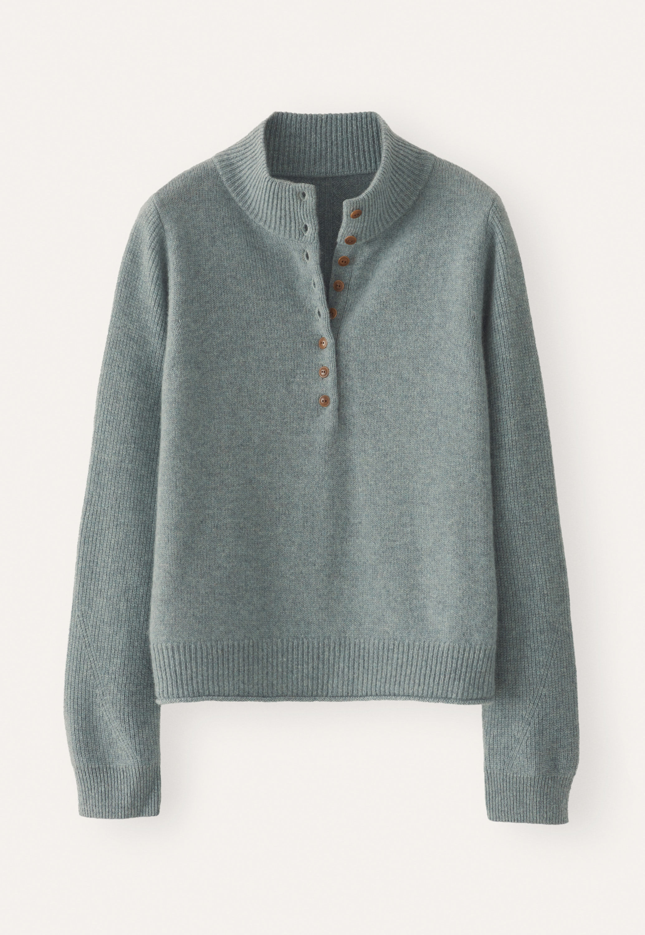 Buttoned-neck sweater, Lagoon, large