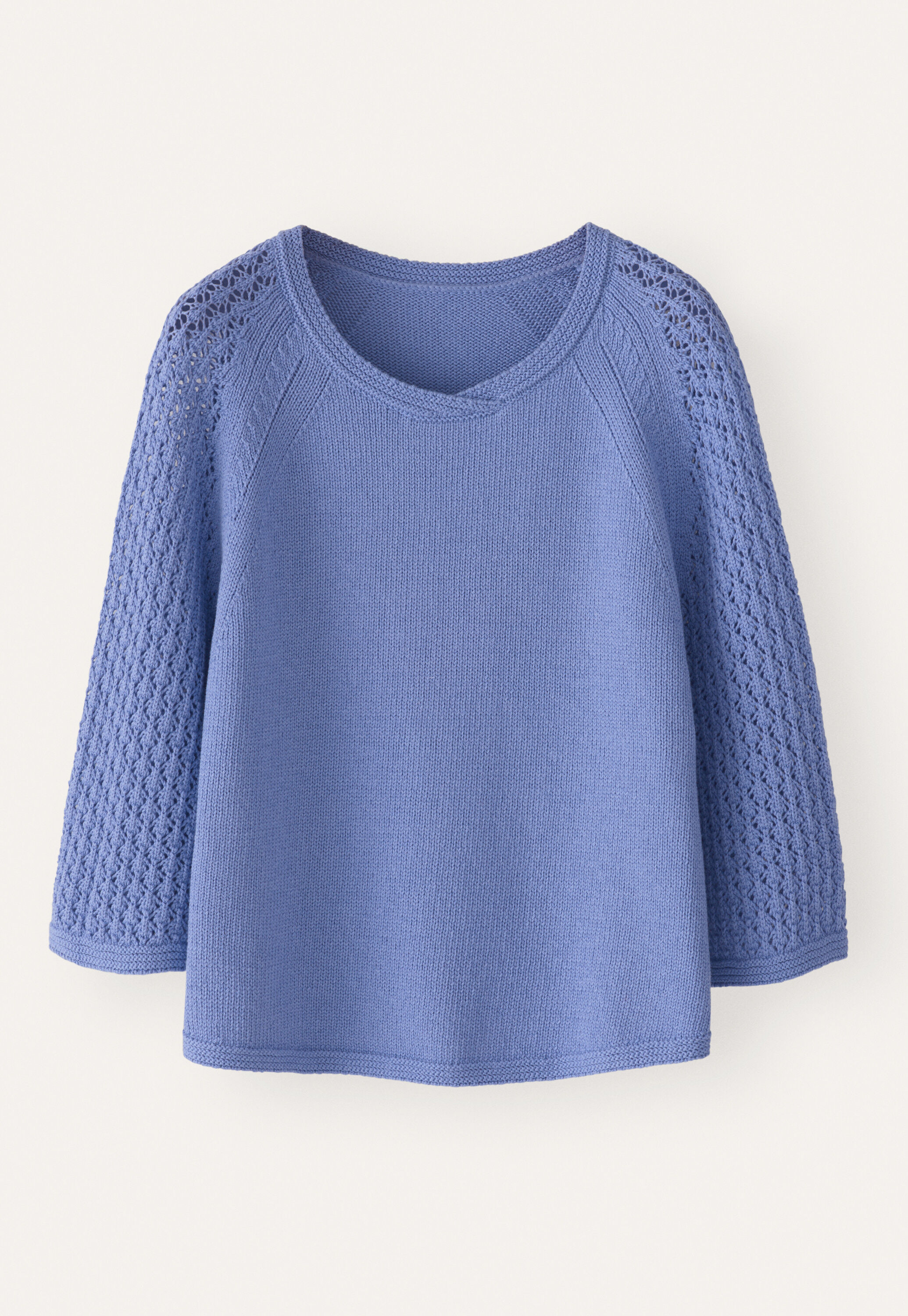 Lace-stitch-sleeve sweater