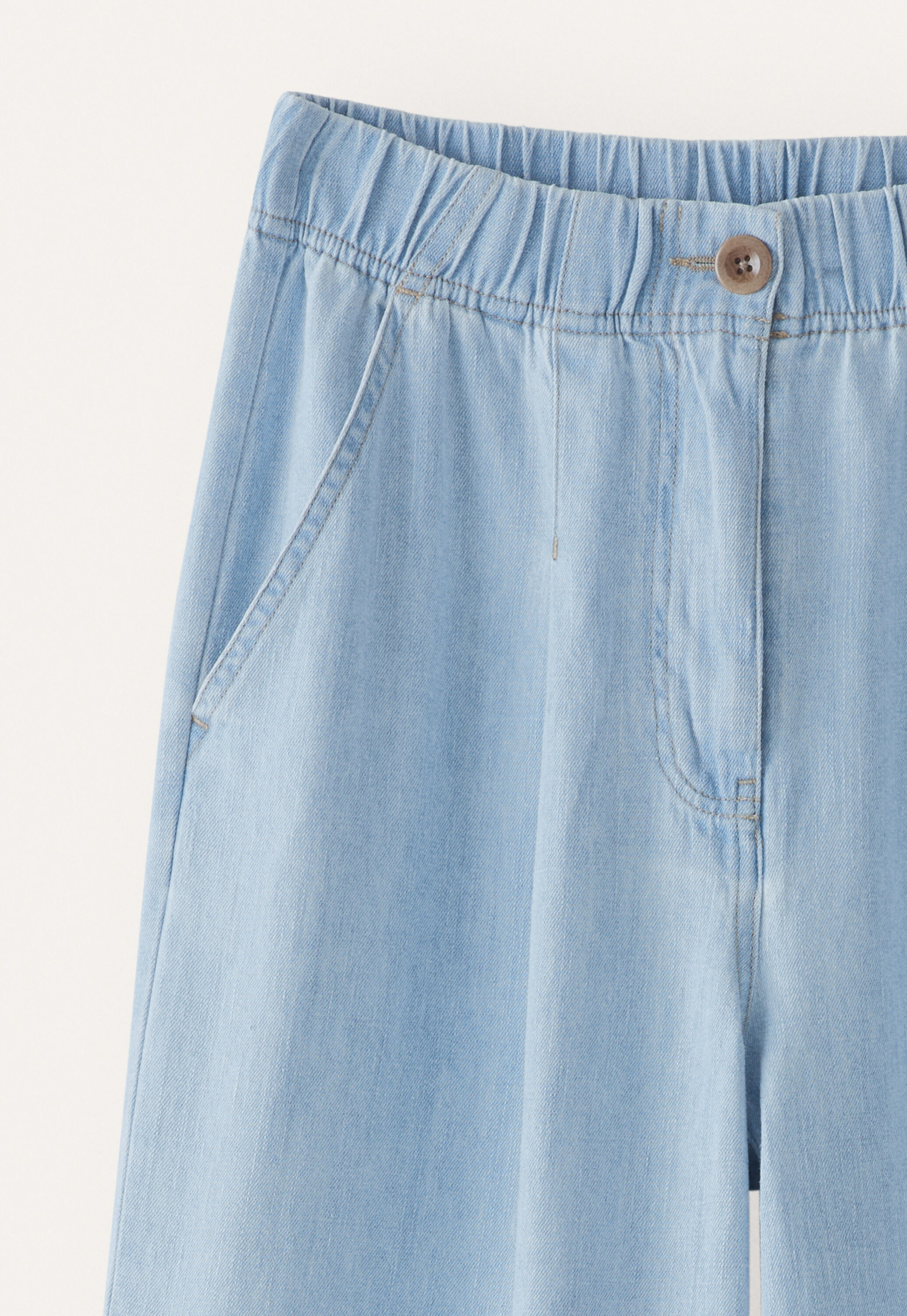 Indigo-dyed wide trousers, Pale denim, large