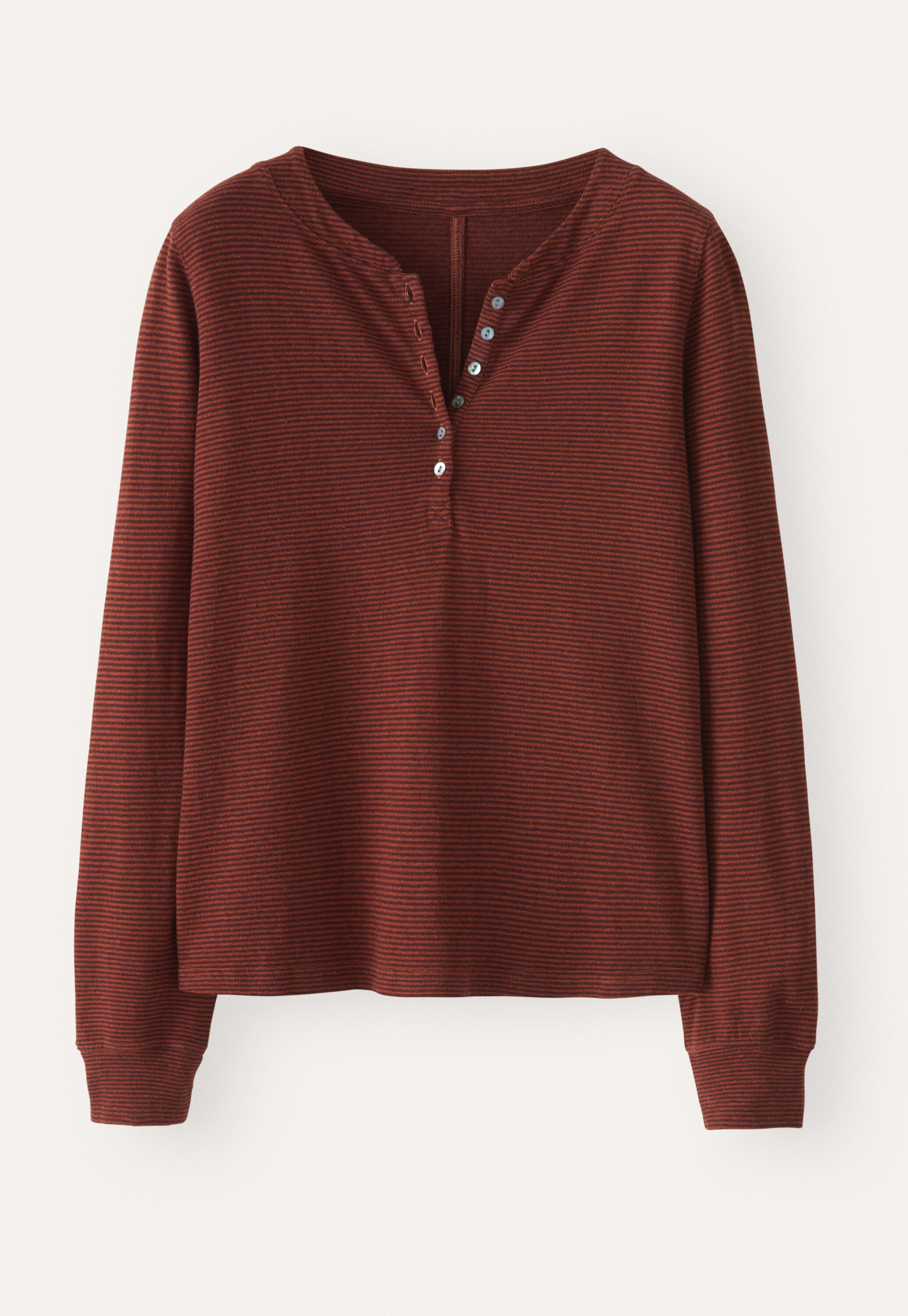 Striped Henley top, Prune chilli, large