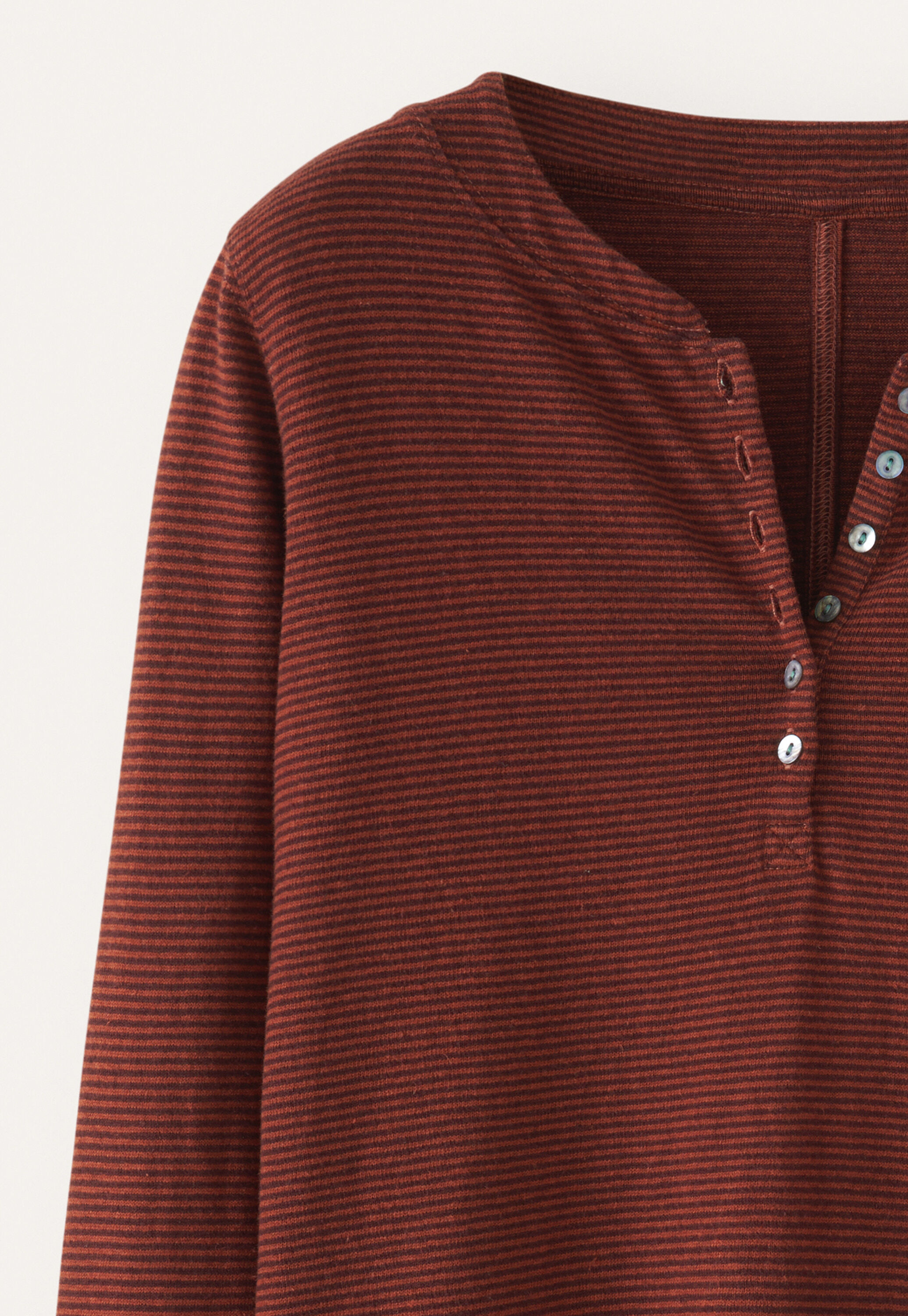 Striped Henley top, Prune chilli, large