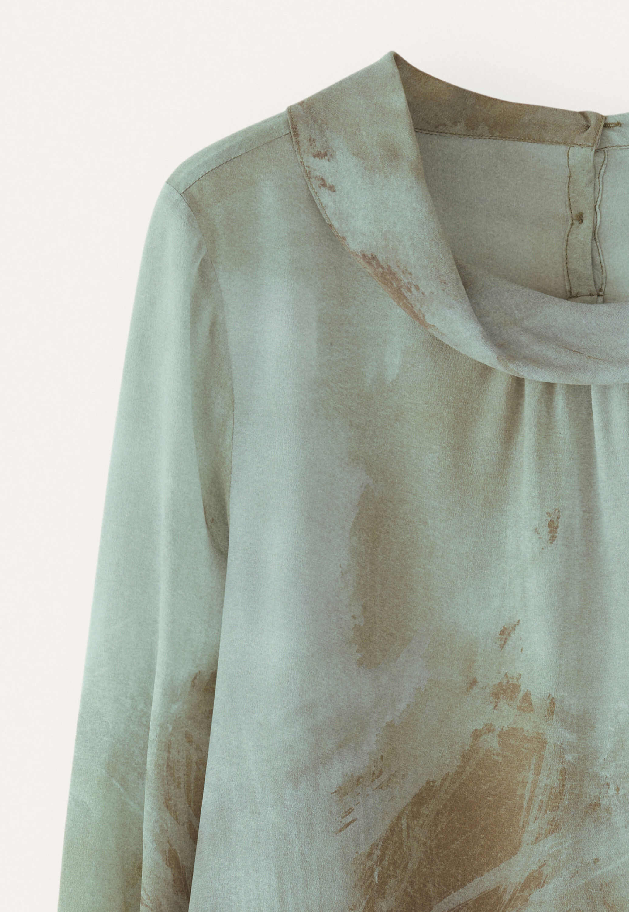 Printed cowl-neck top