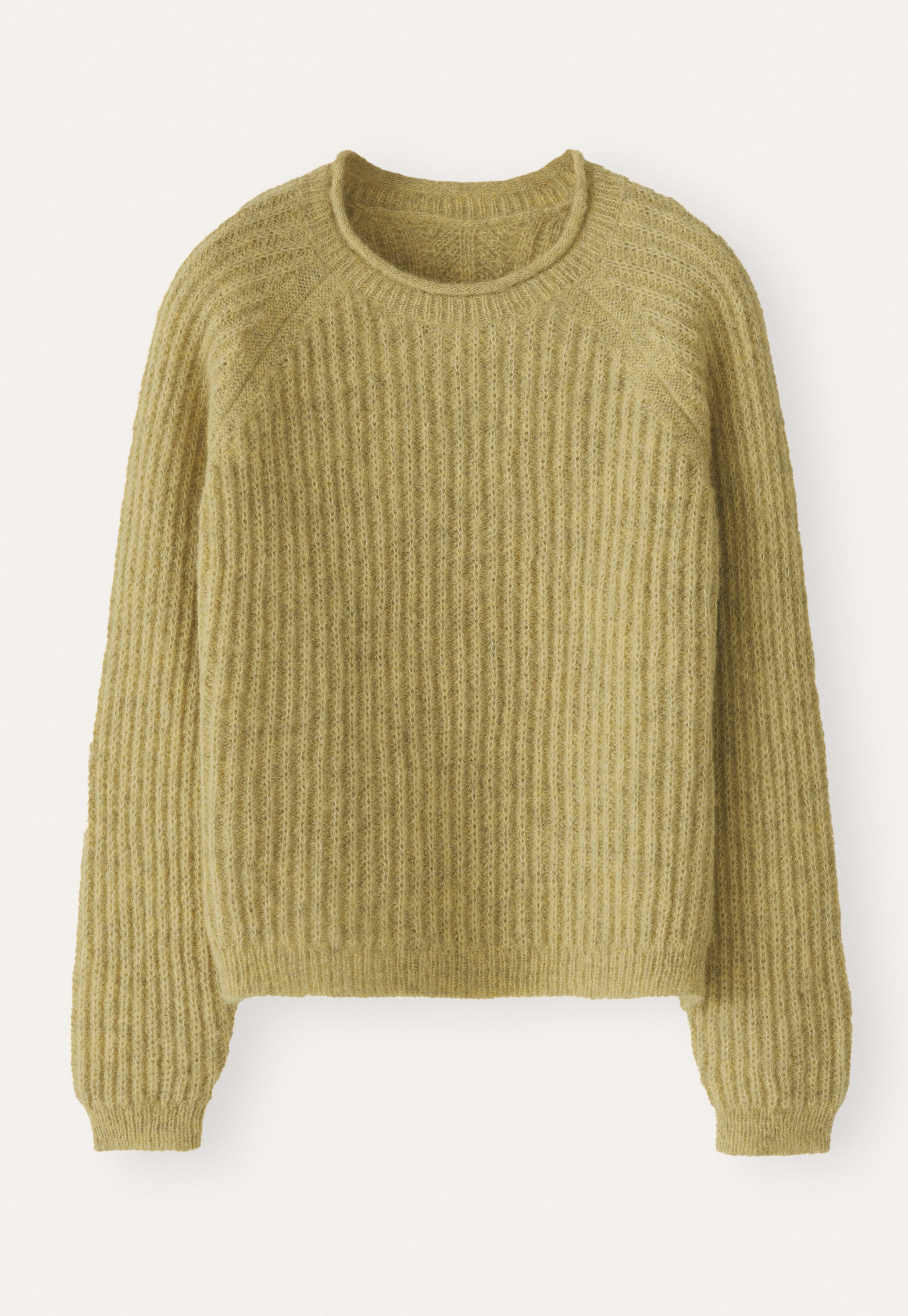 Round-neck ribbed sweater
