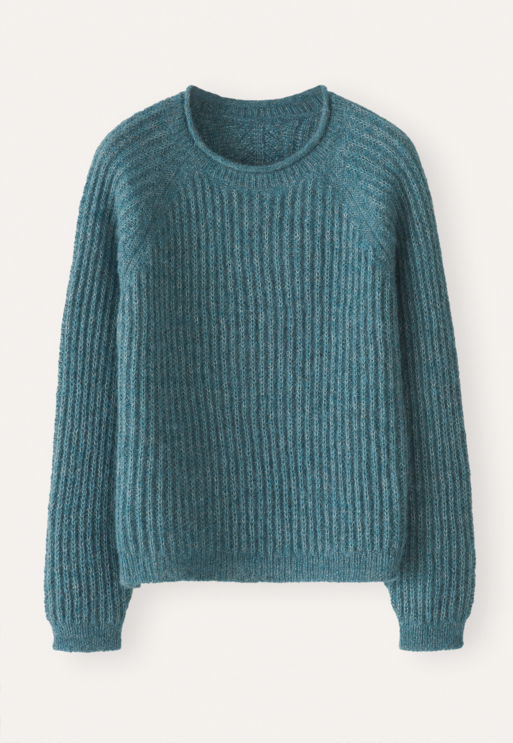 Round-neck ribbed sweater