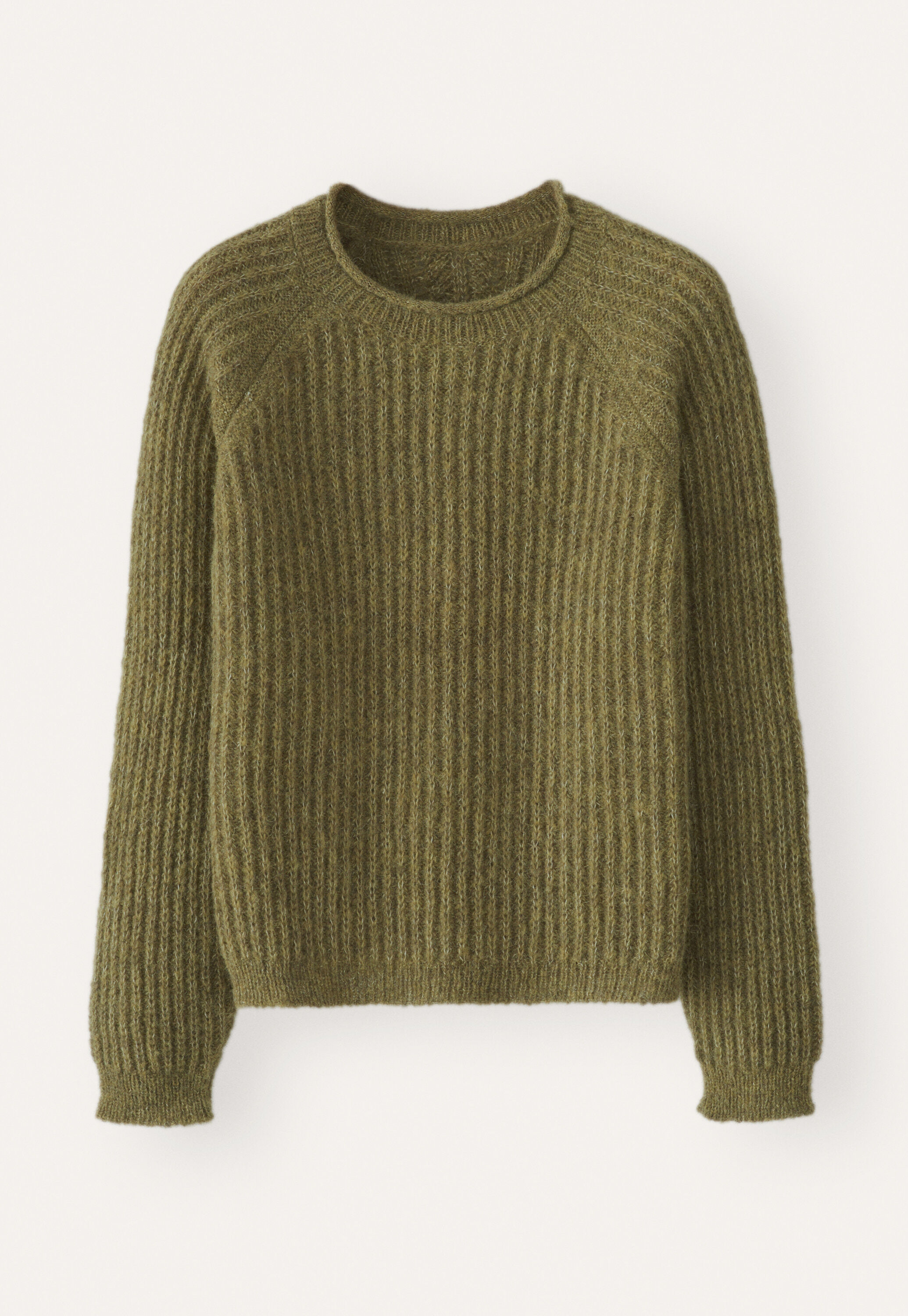 Round-neck ribbed sweater