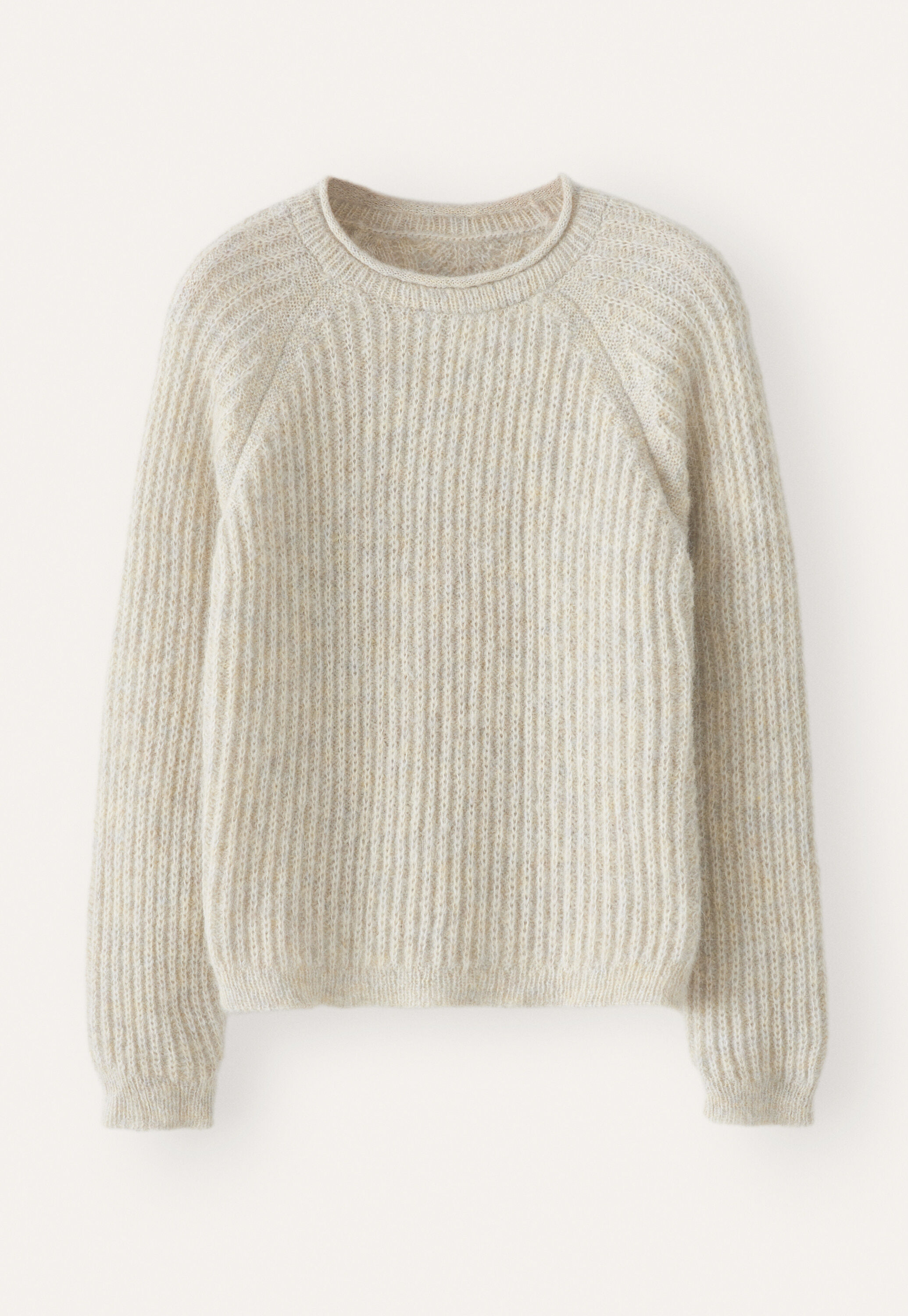 Round-neck ribbed sweater