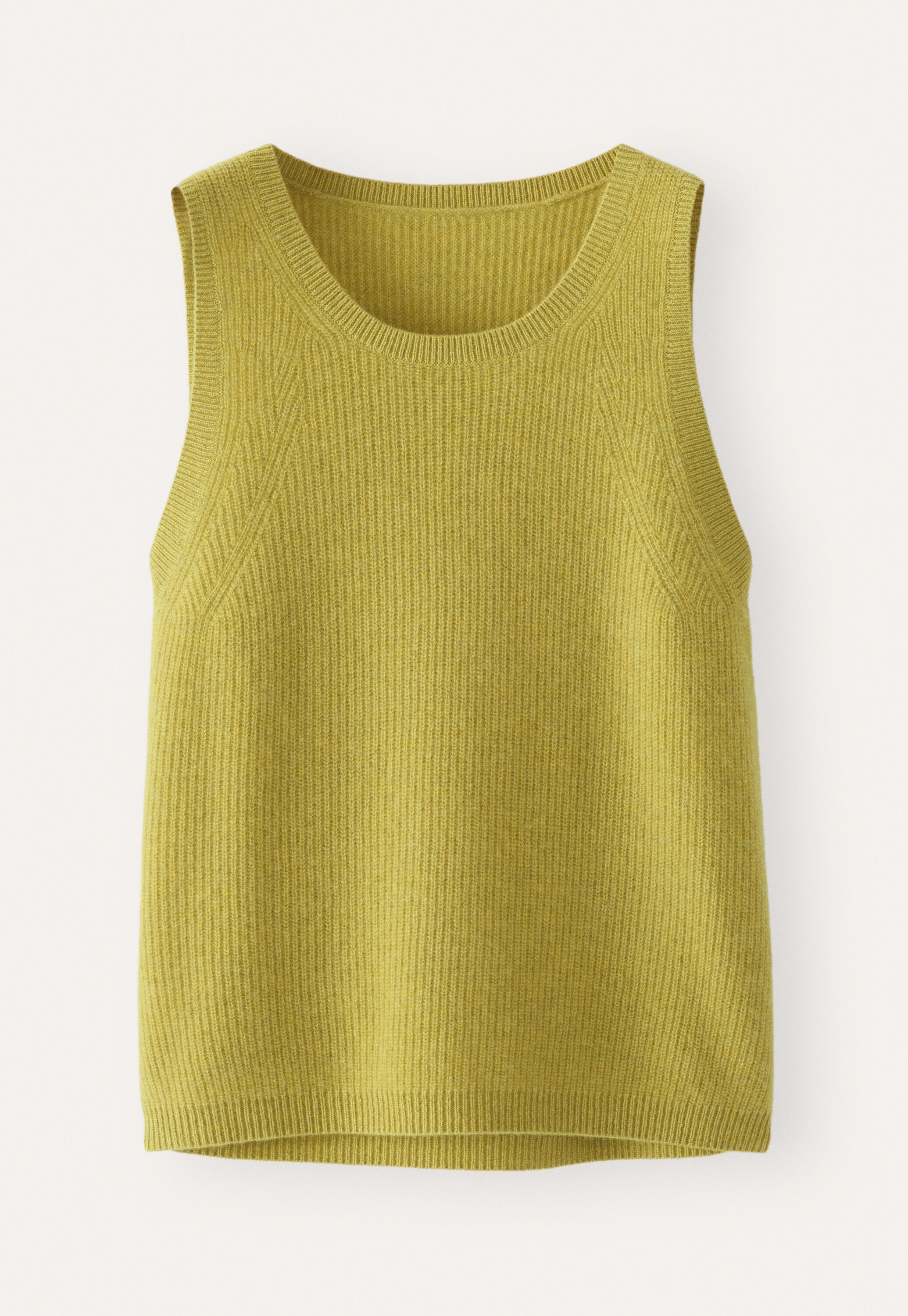 Sleeveless ribbed knit top, Lime, large