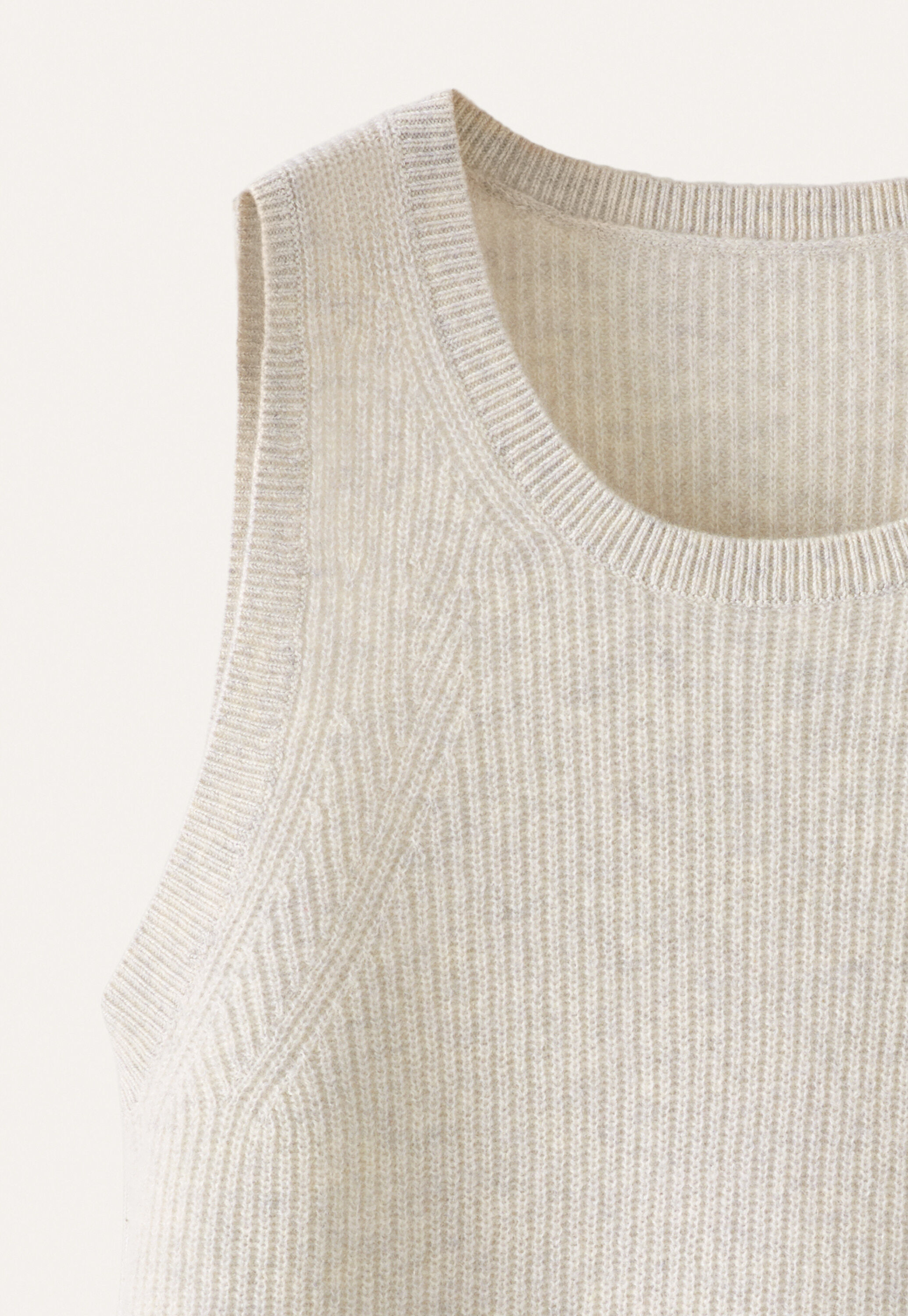 Sleeveless ribbed knit top, Grey pearl, large