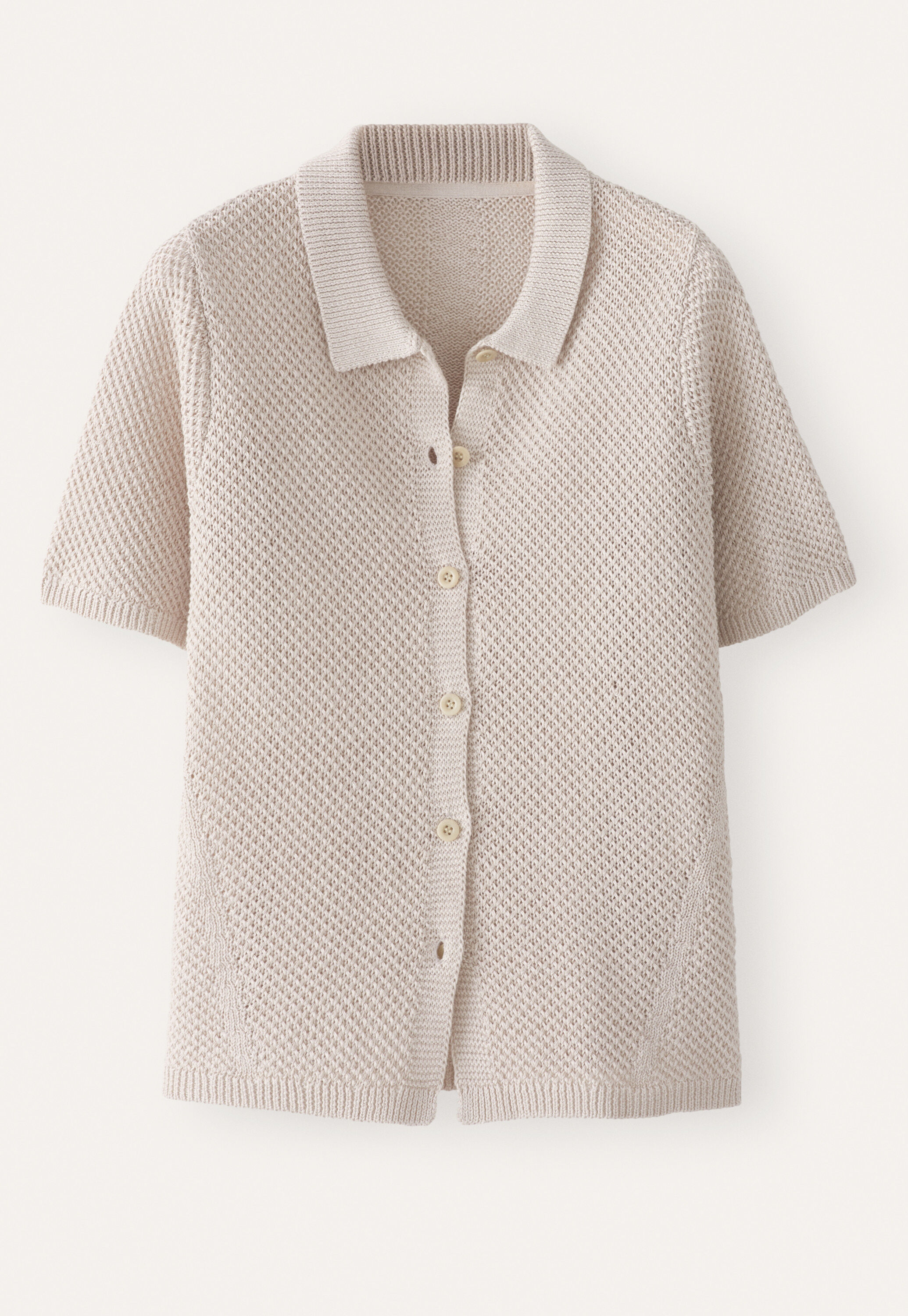 Moss-stitch collared cardigan