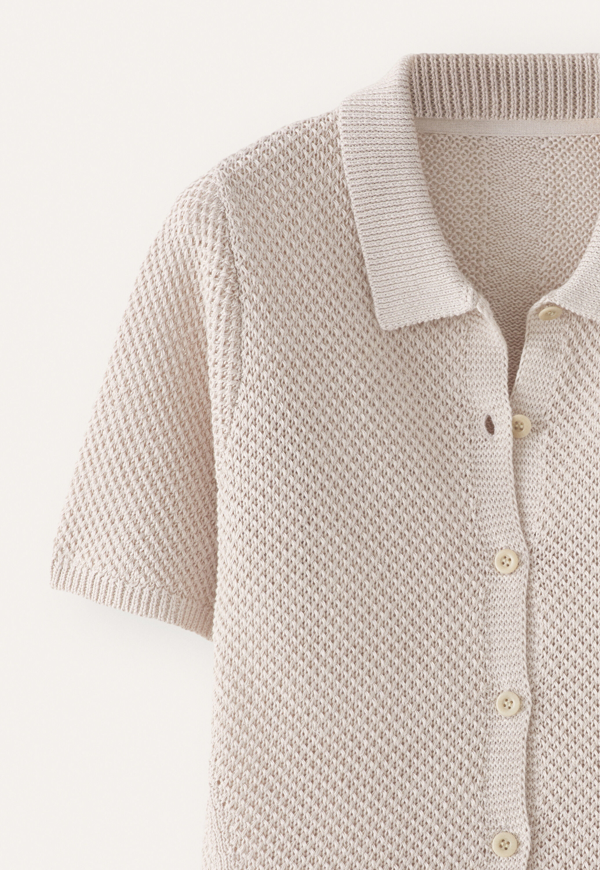 Moss-stitch collared cardigan