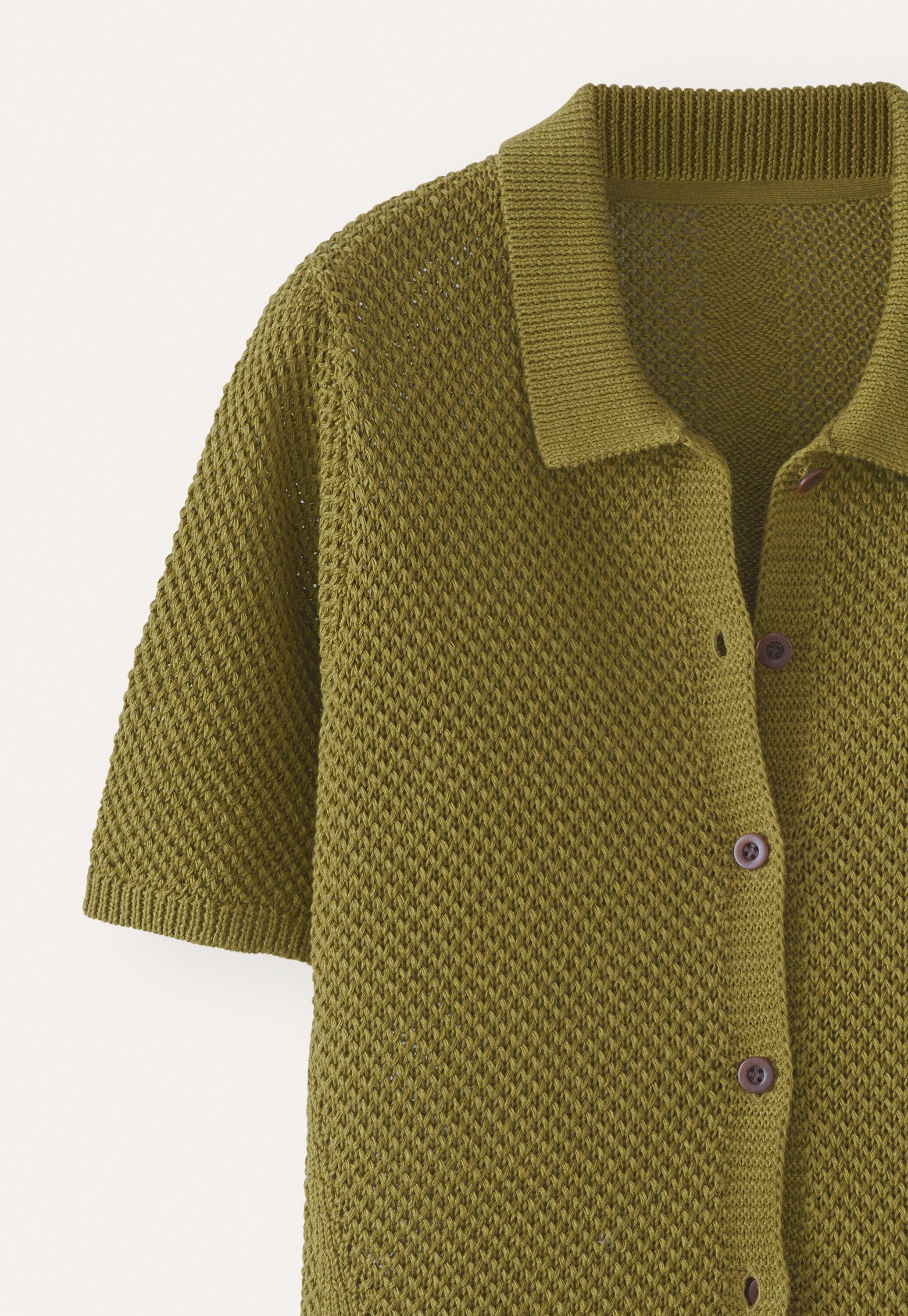 Moss-stitch collared cardigan