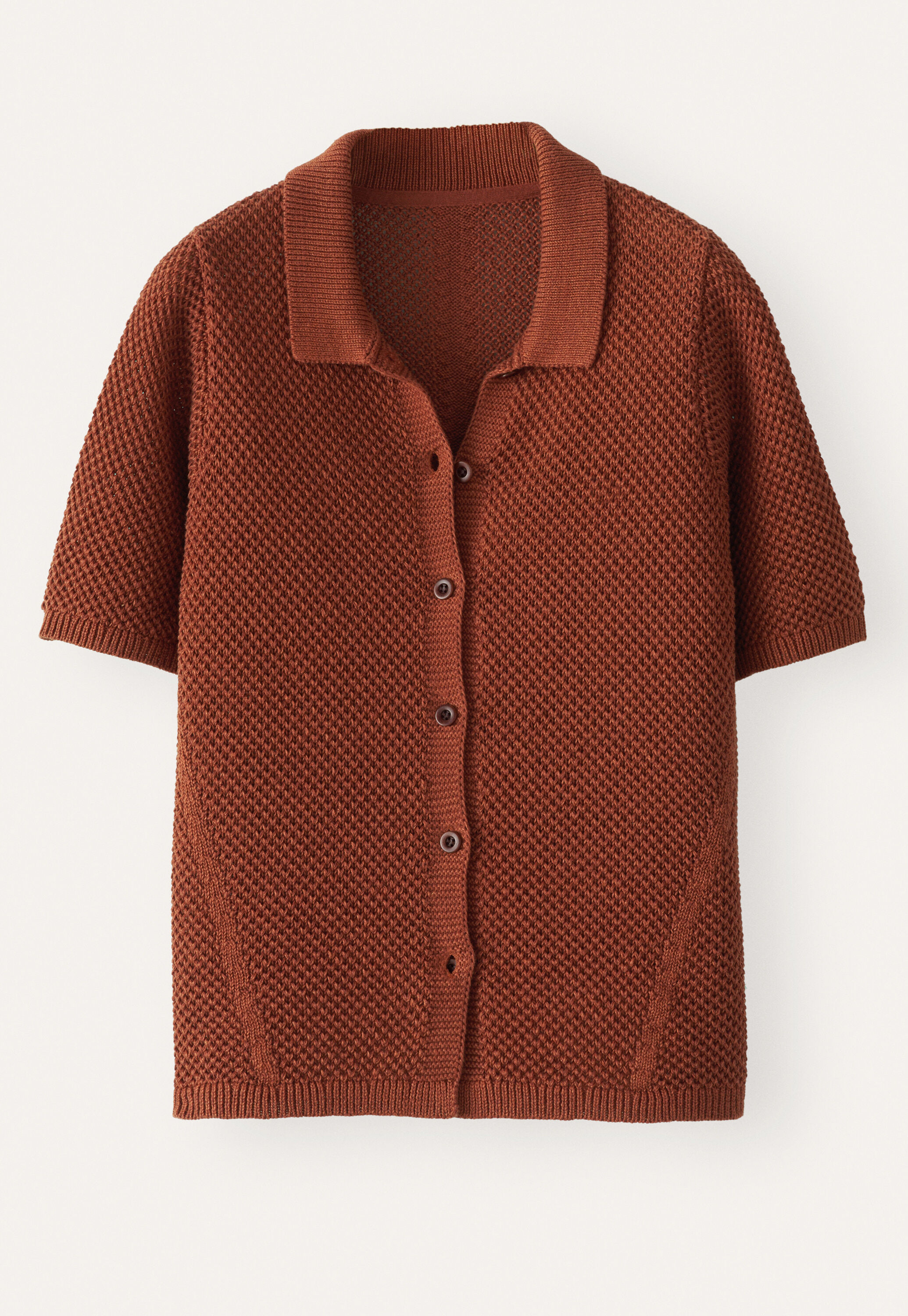 Moss-stitch collared cardigan