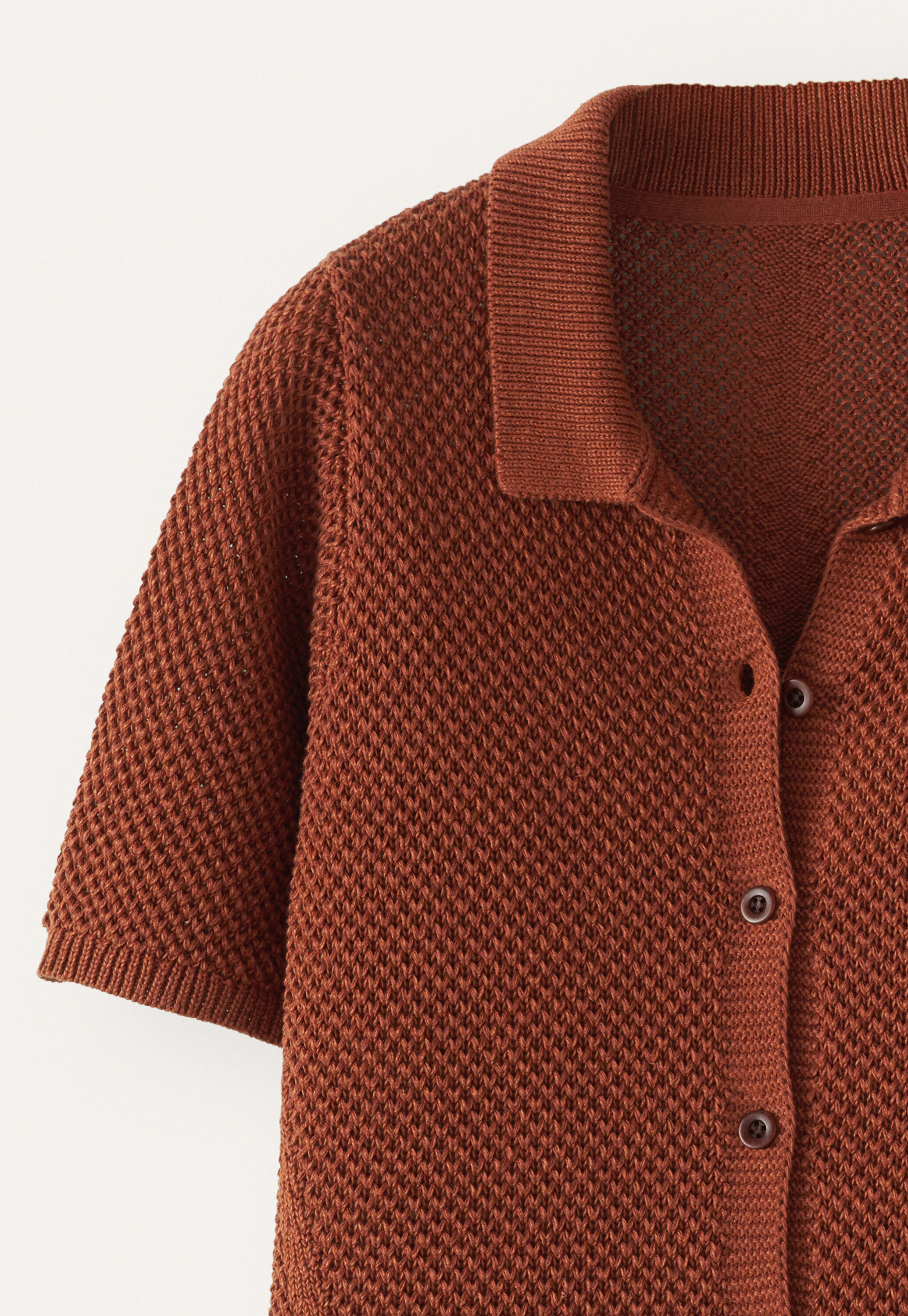 Moss-stitch collared cardigan