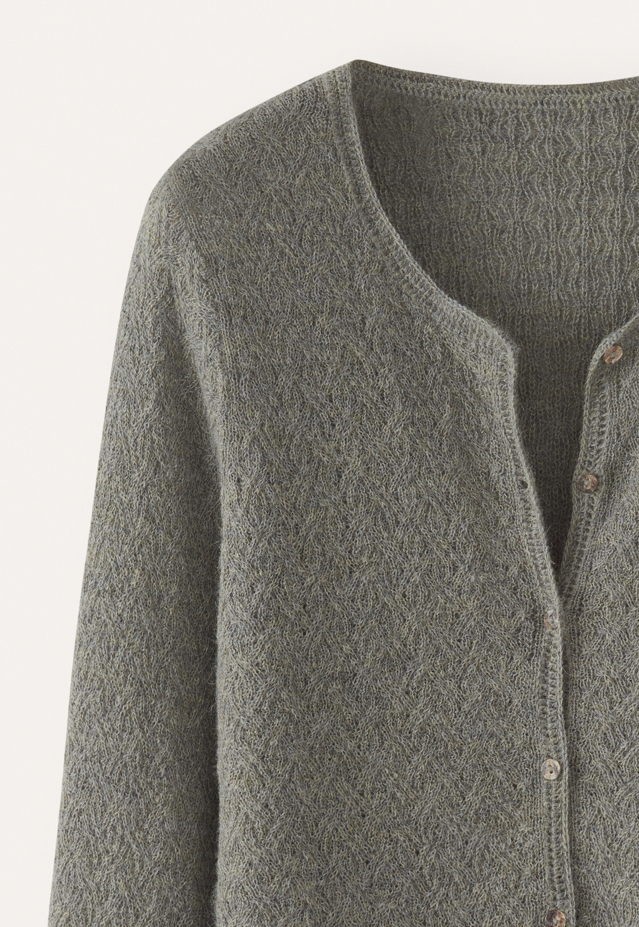 Cable-stitch cardigan, Khaki, large