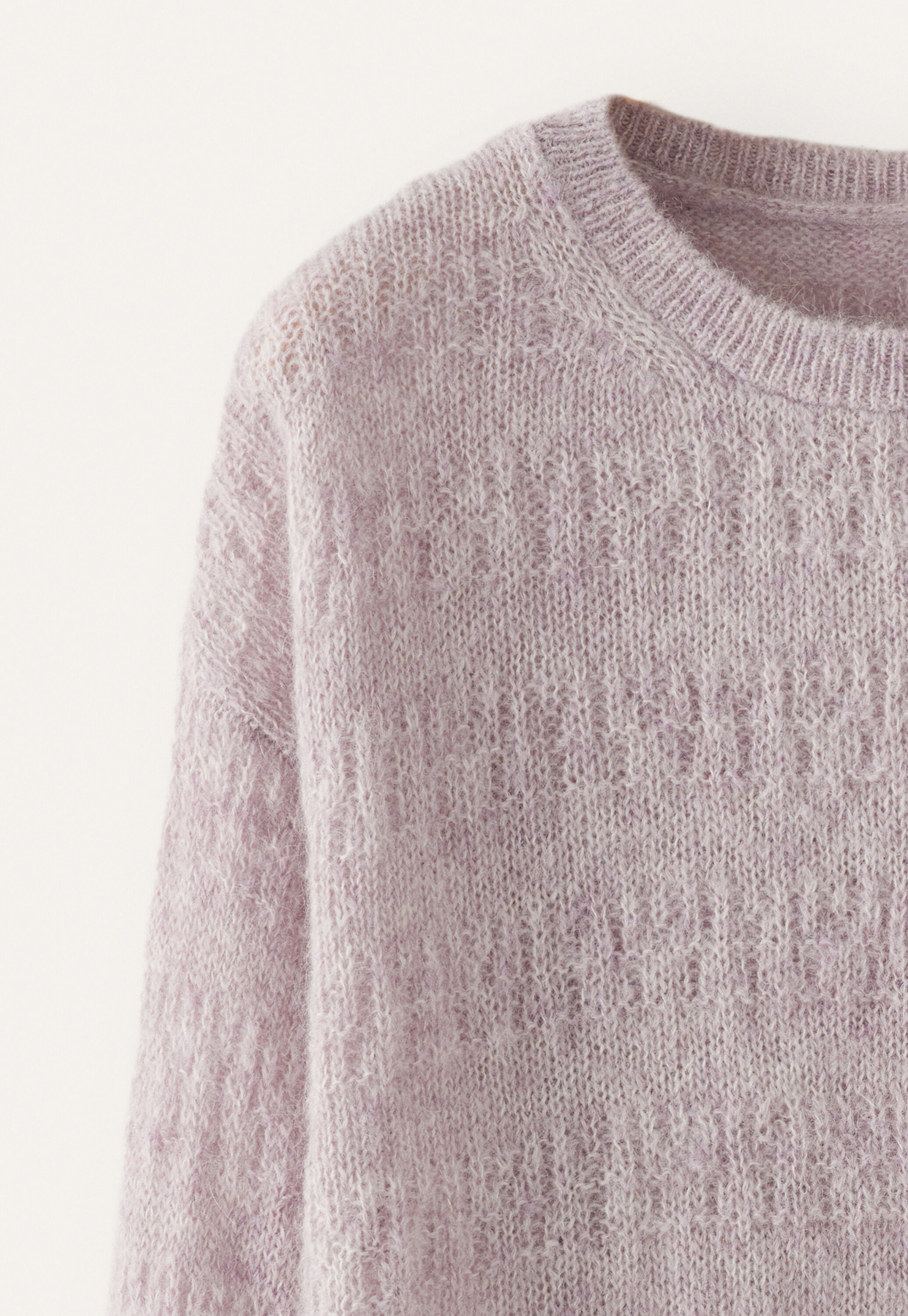 Textured striped sweater, Pale lavender, large