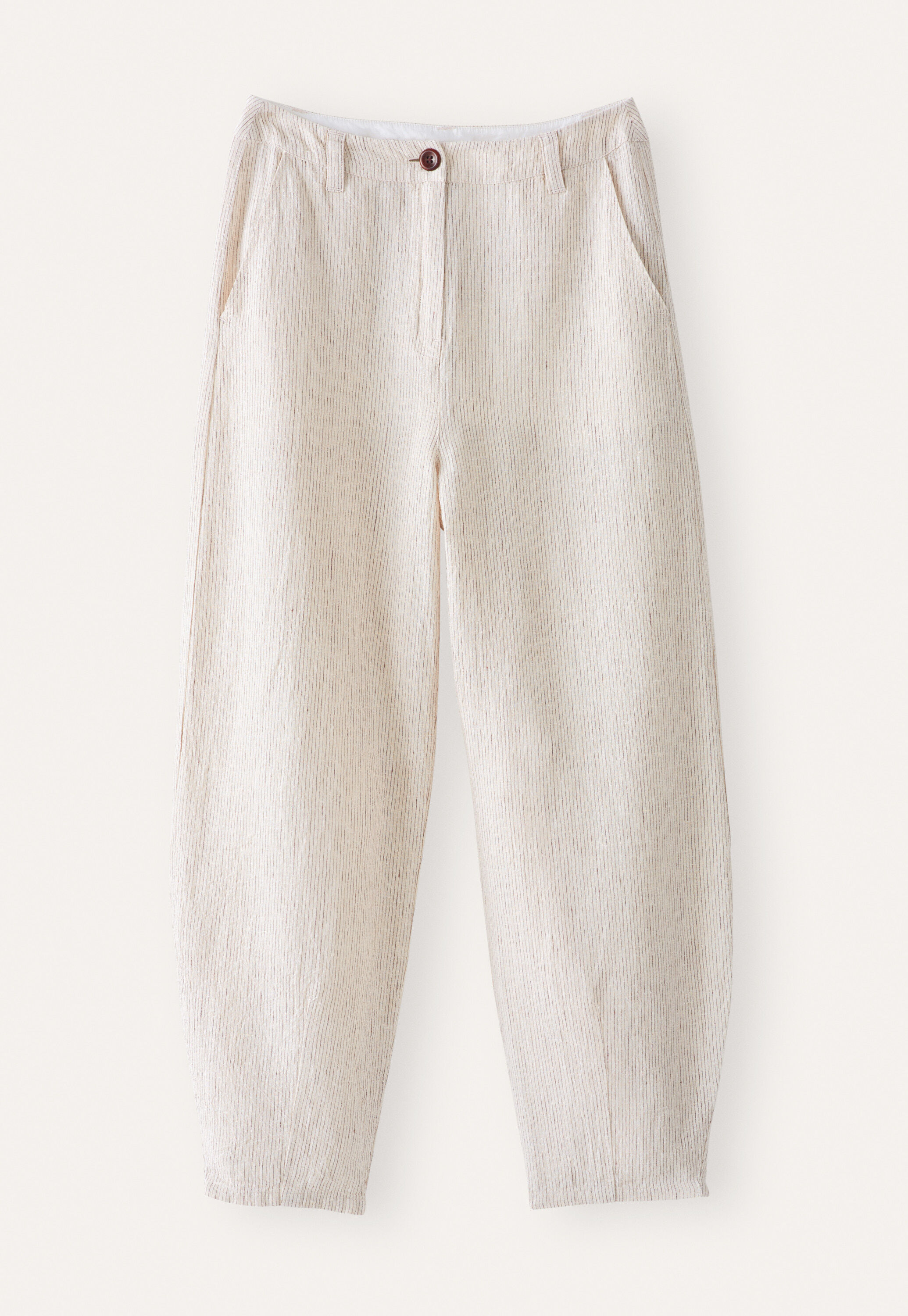 Striped dart-hem trousers
