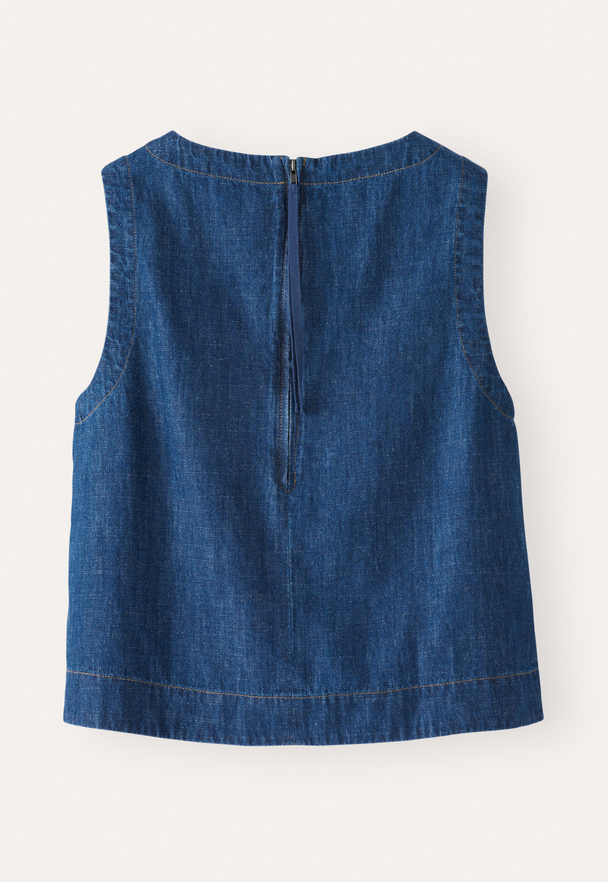 Indigo-dyed sleeveless top, Dark denim, large
