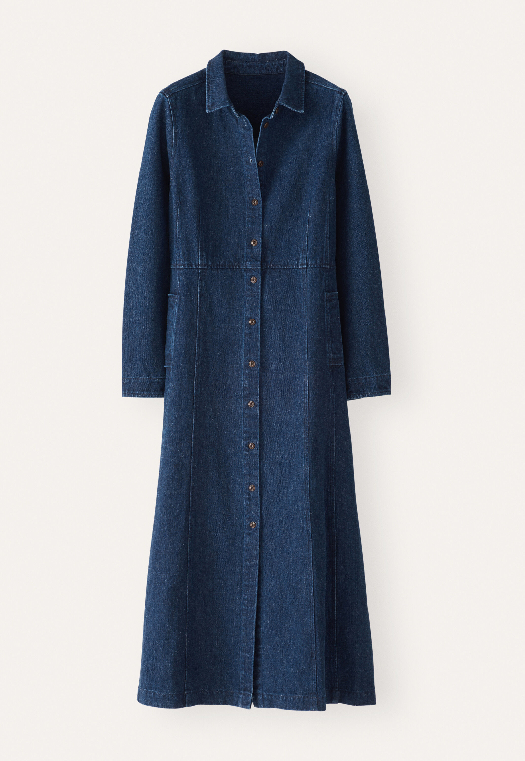 Indigo-dyed panelled dress, Dark denim, large