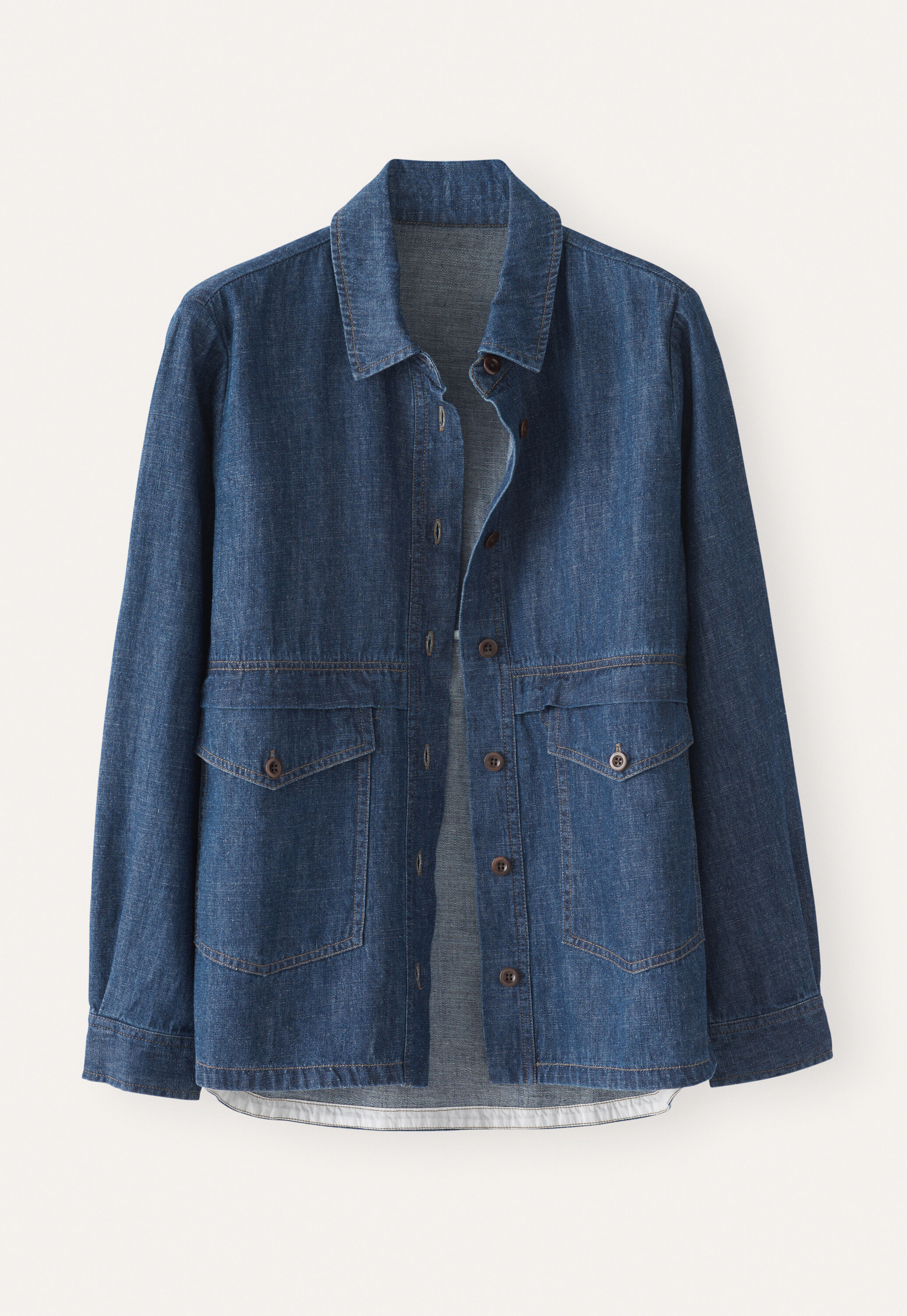 Indigo-dyed overshirt
