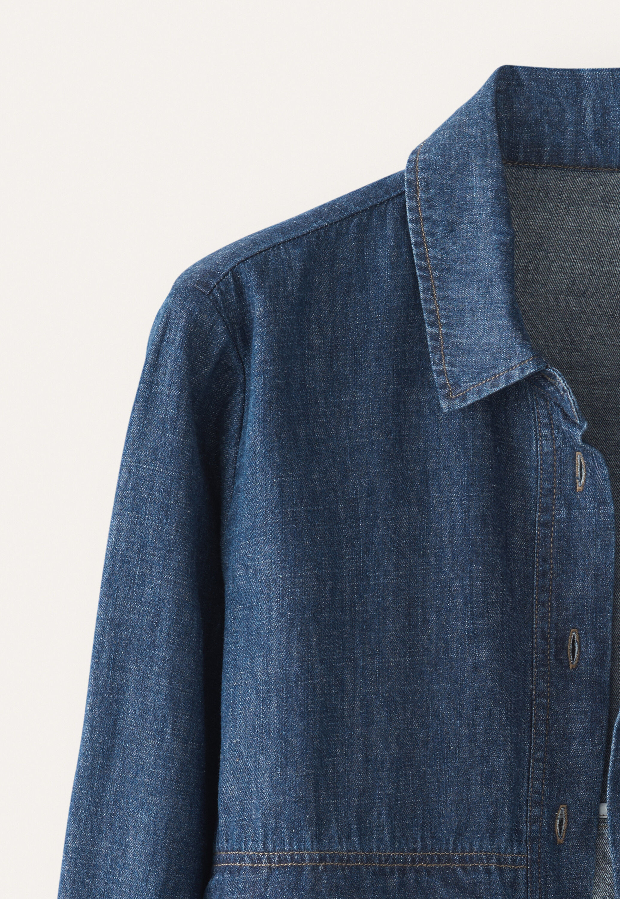 Indigo-dyed overshirt