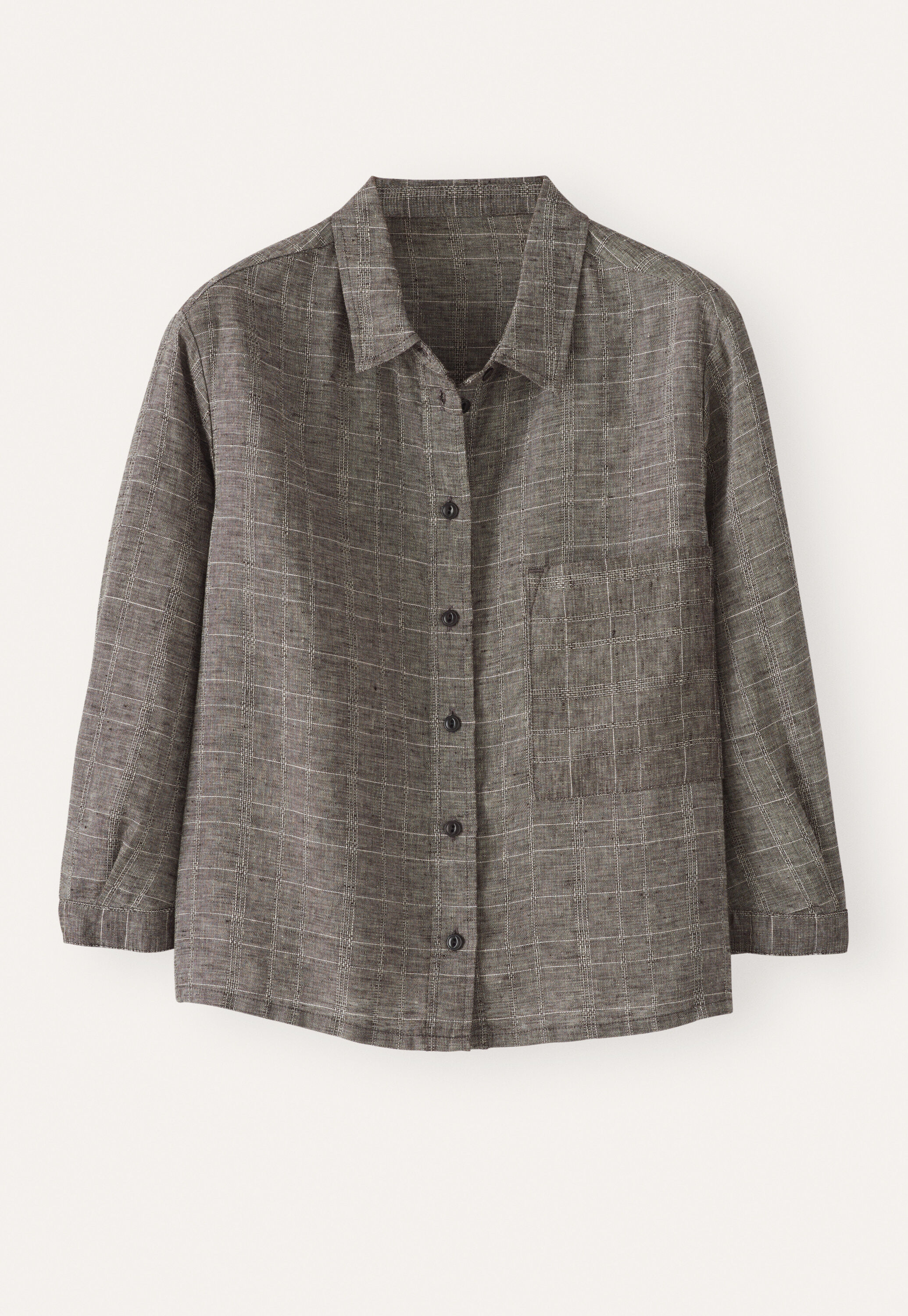 Checked shirt, Natural brown, large