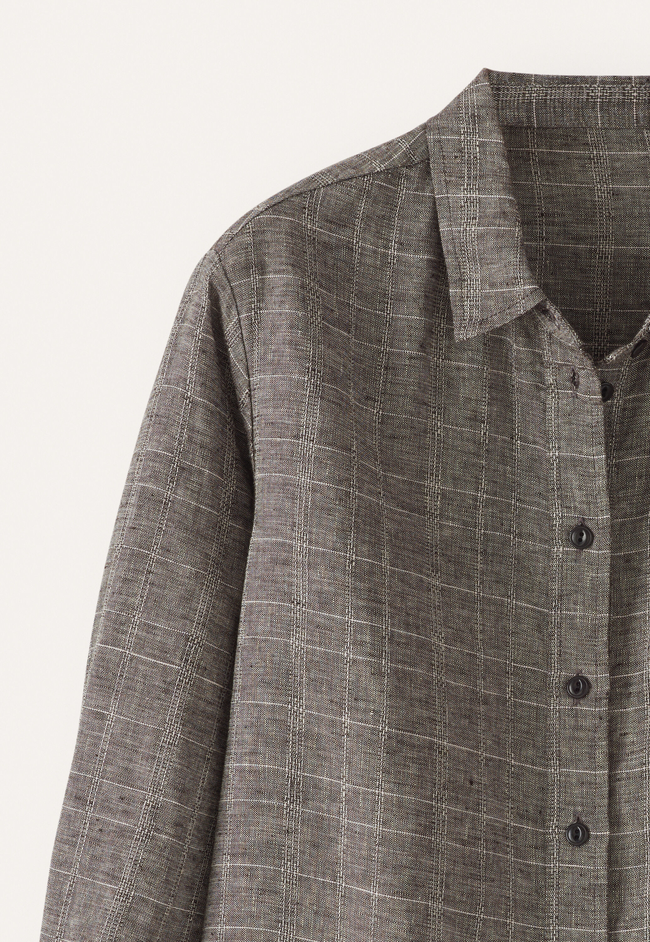 Checked shirt, Natural brown, large