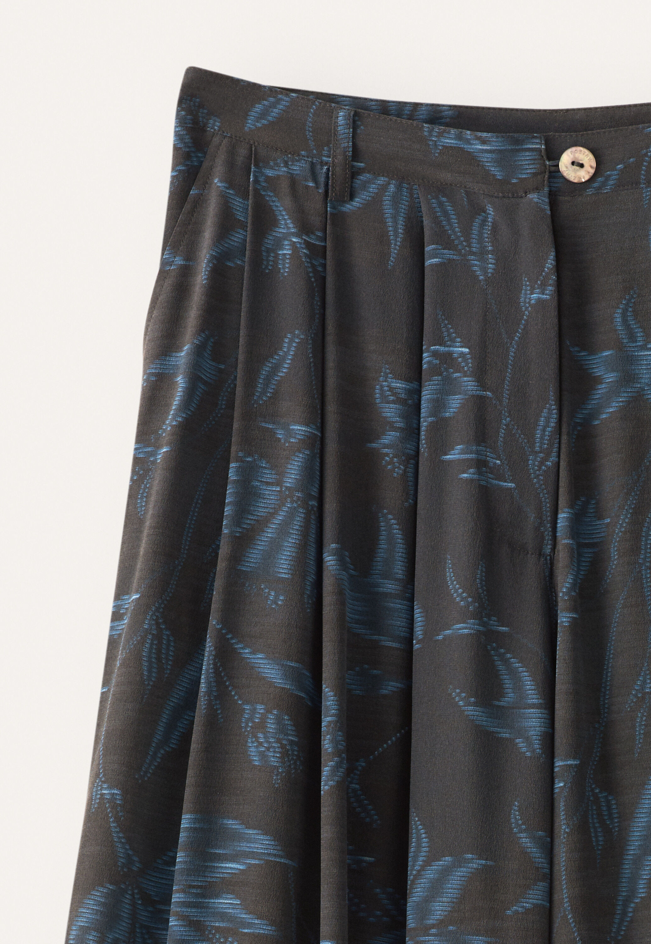 Printed cropped trousers, Midnight blue, large