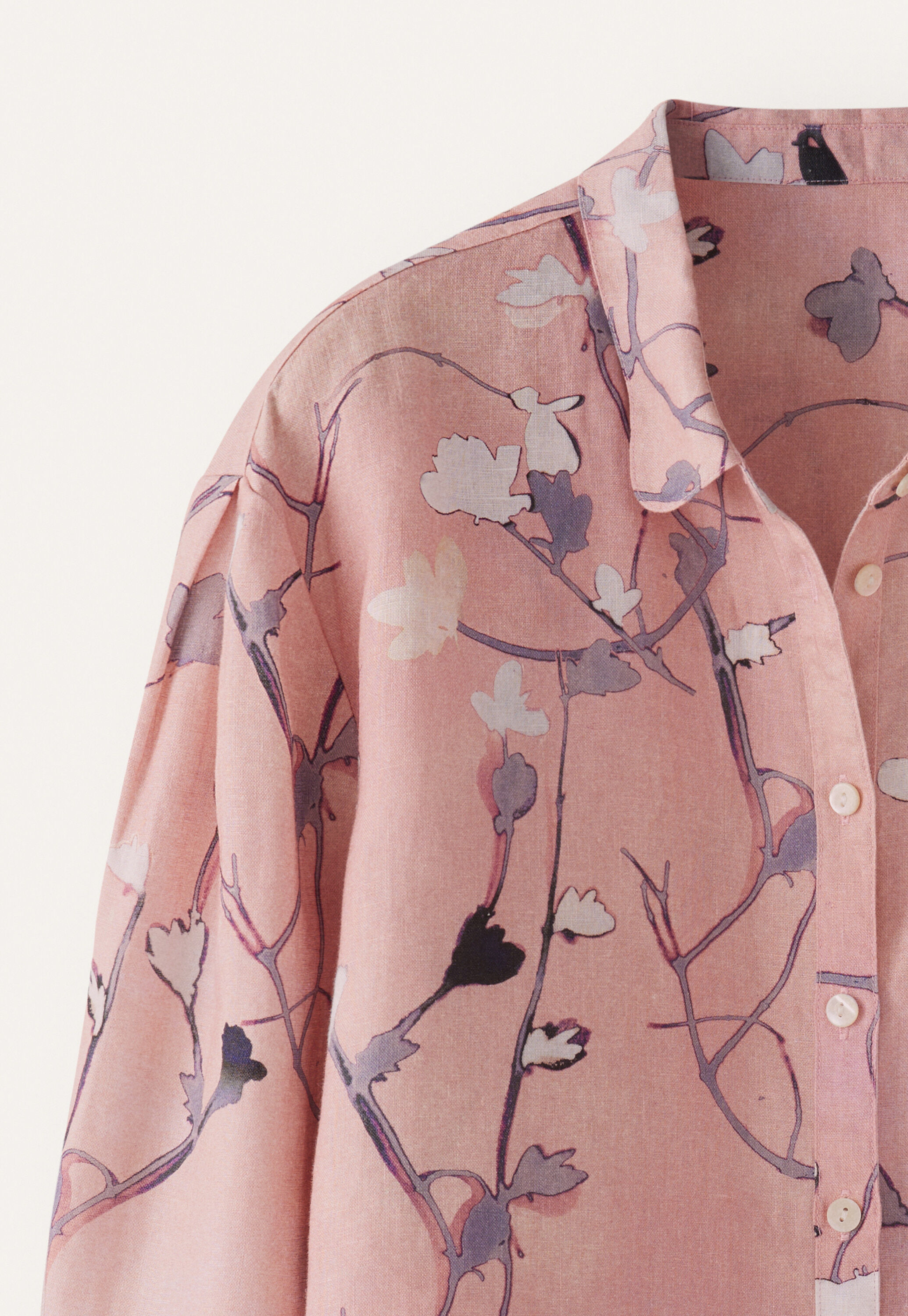 Printed pleat sleeve shirt