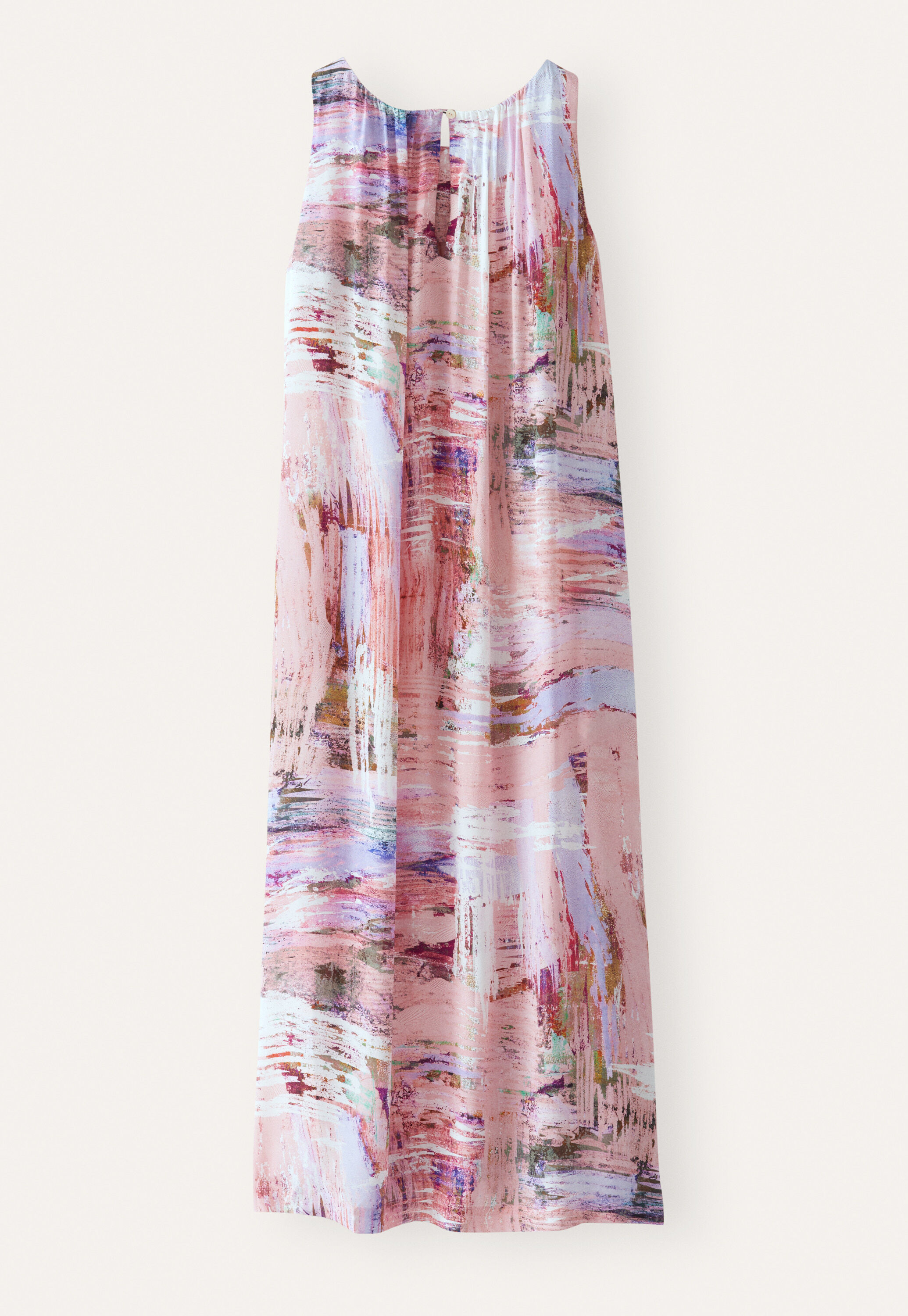 Printed gathered-neck dress, Pink lavender, large