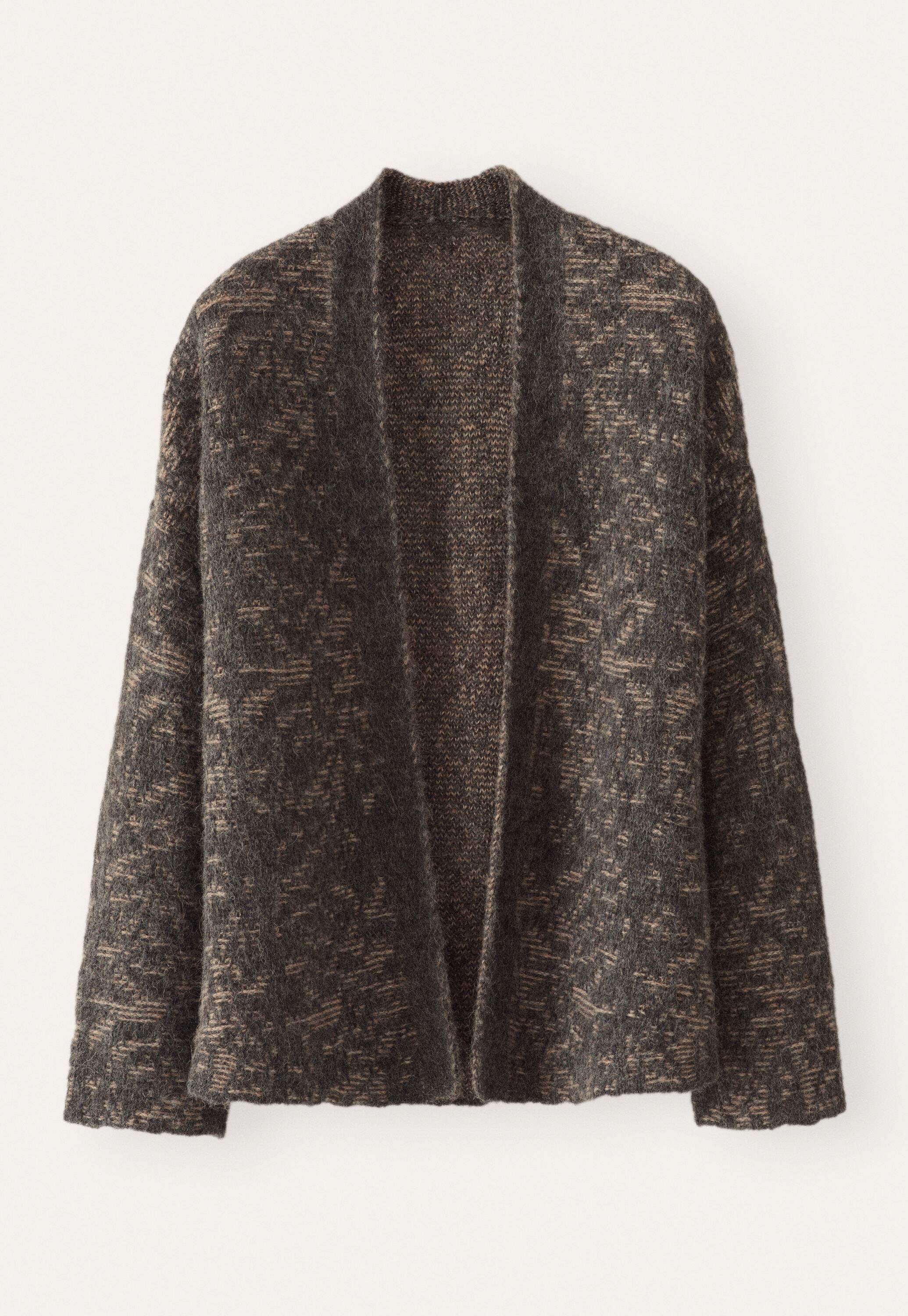 Lace-stitch kimono cardigan, Charcoal stone, large
