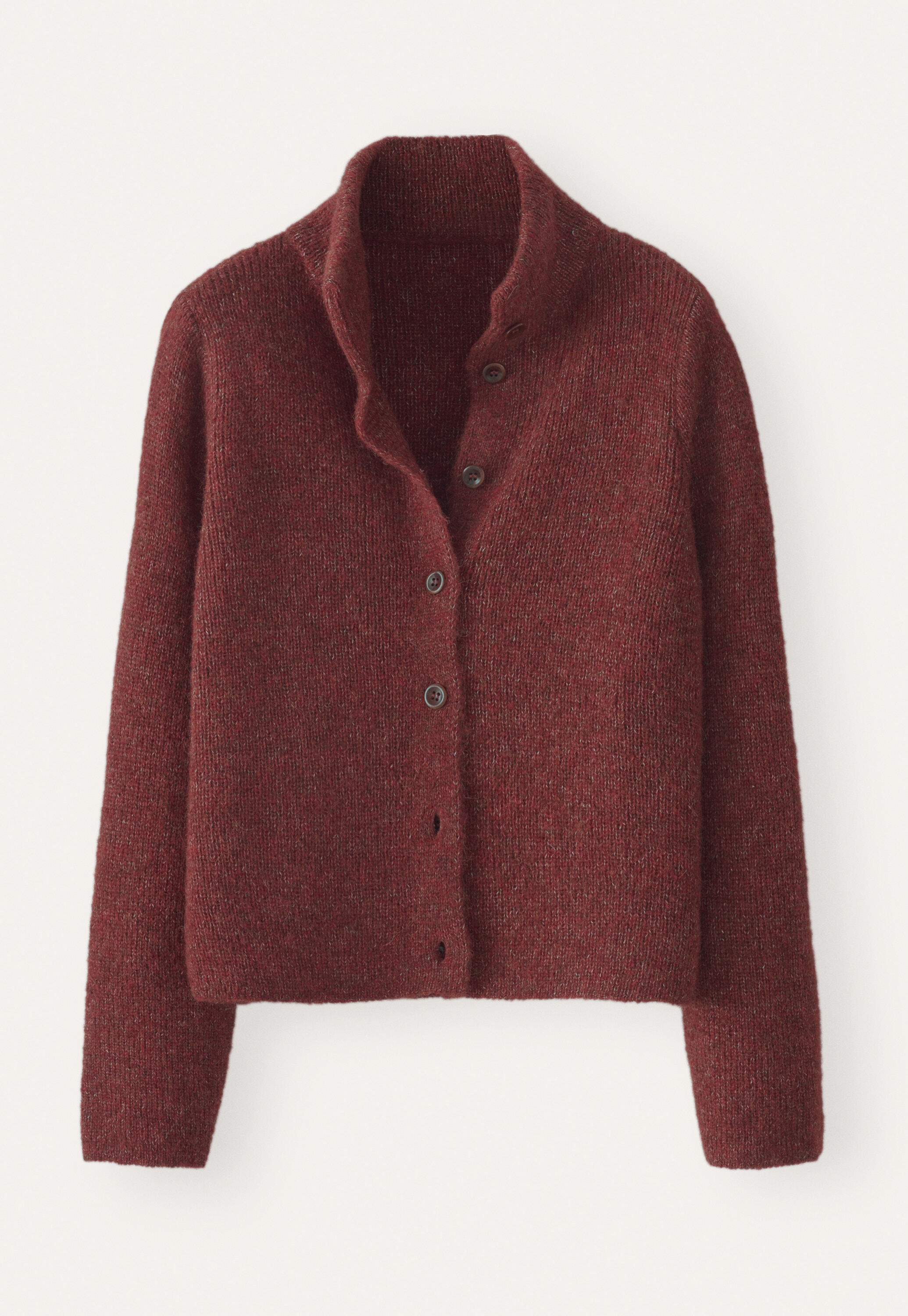 Basket-stitch cardigan, Rust red, large
