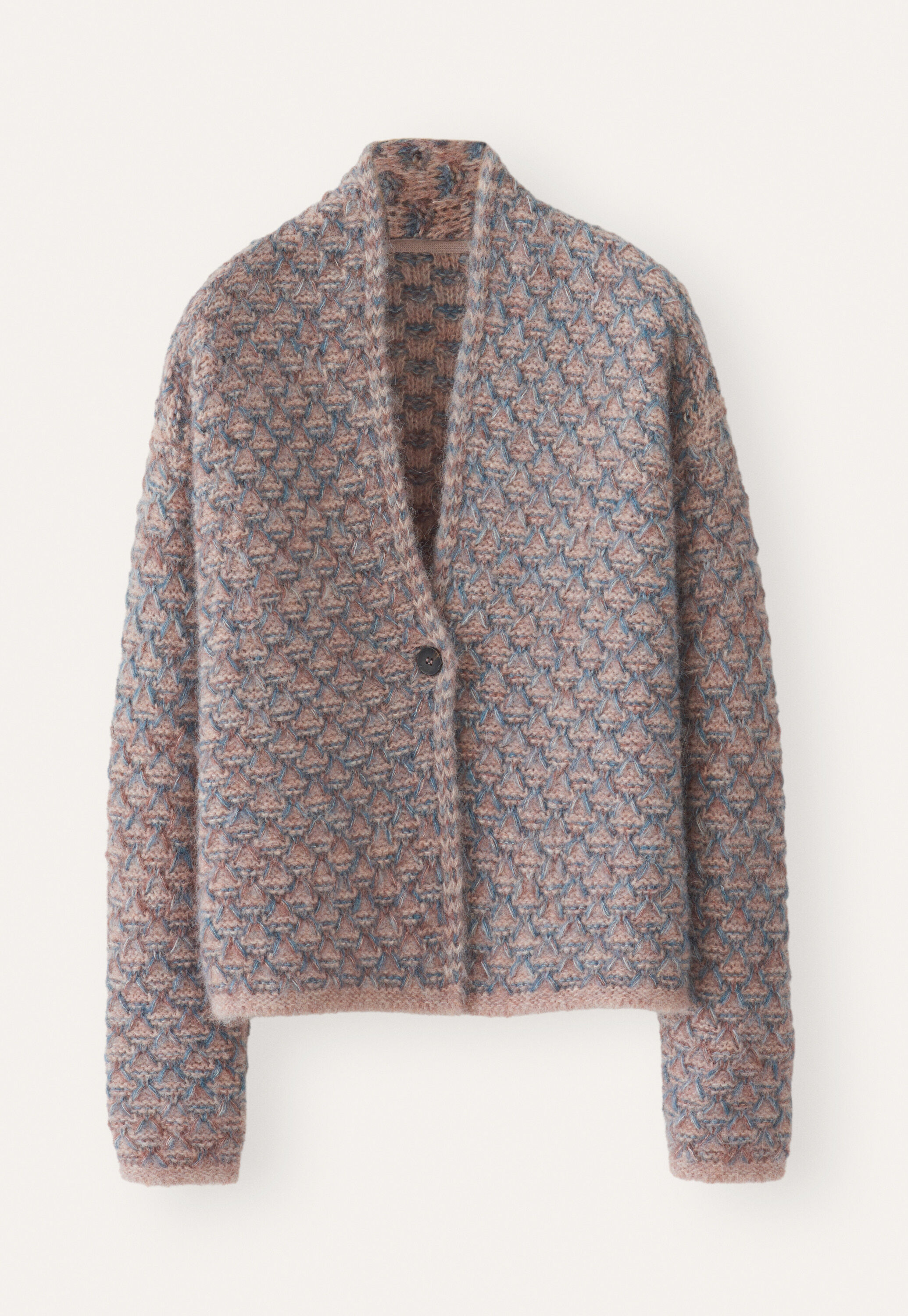Slip-stitch cardigan, Rose teal, large