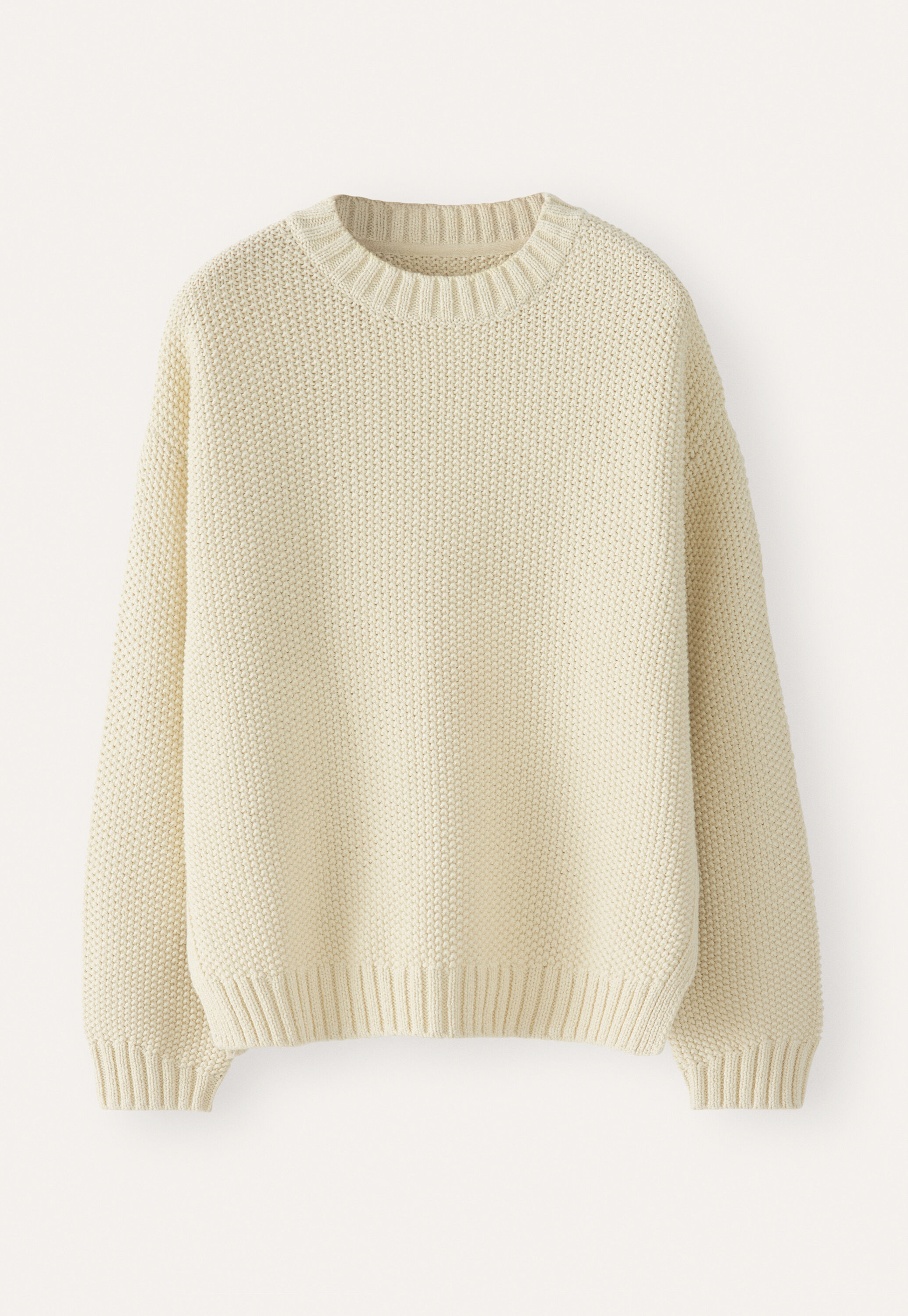 Moss-stitch sweater, Parchment, large