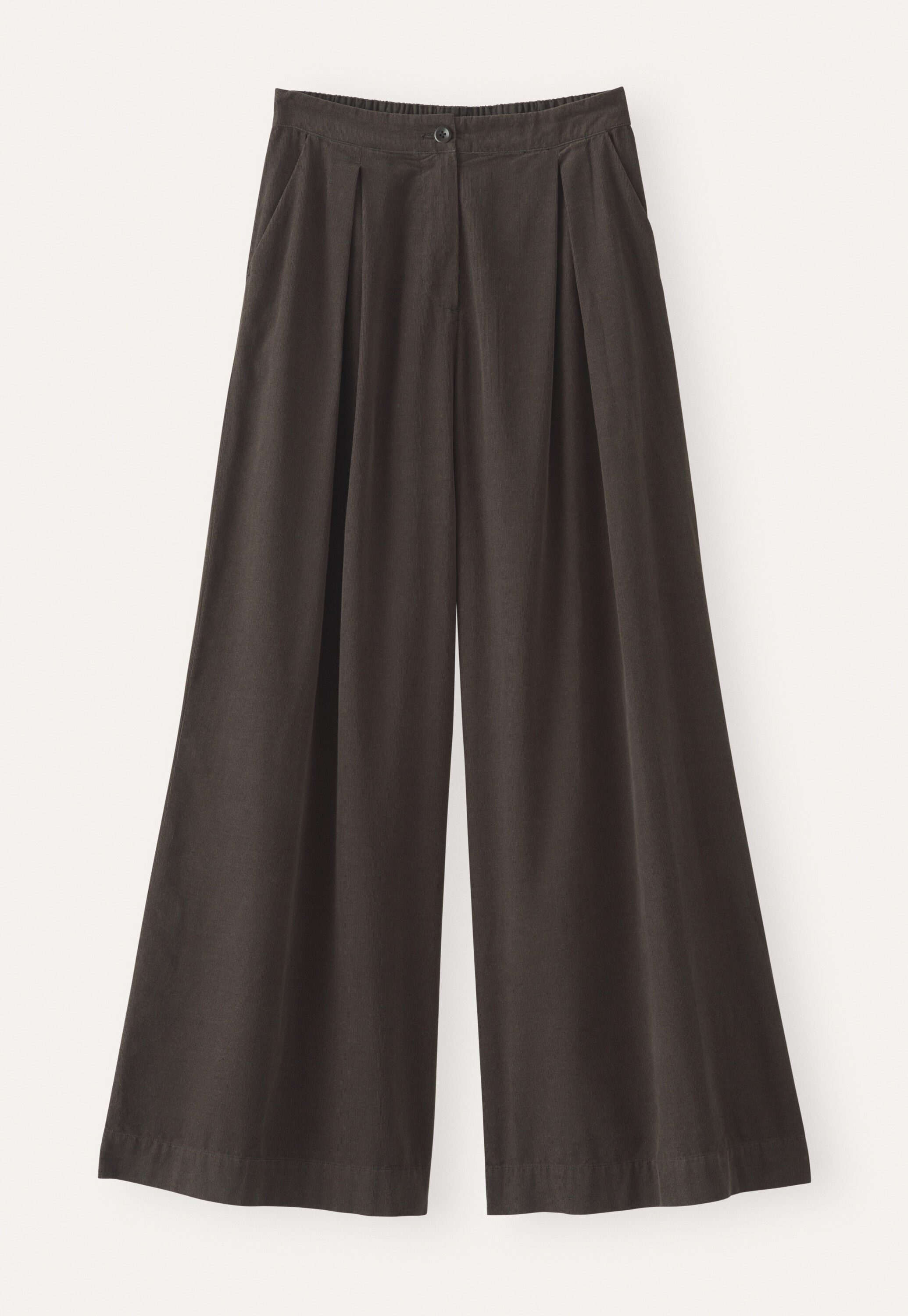 Fine cord wide-leg trousers, Espresso, large