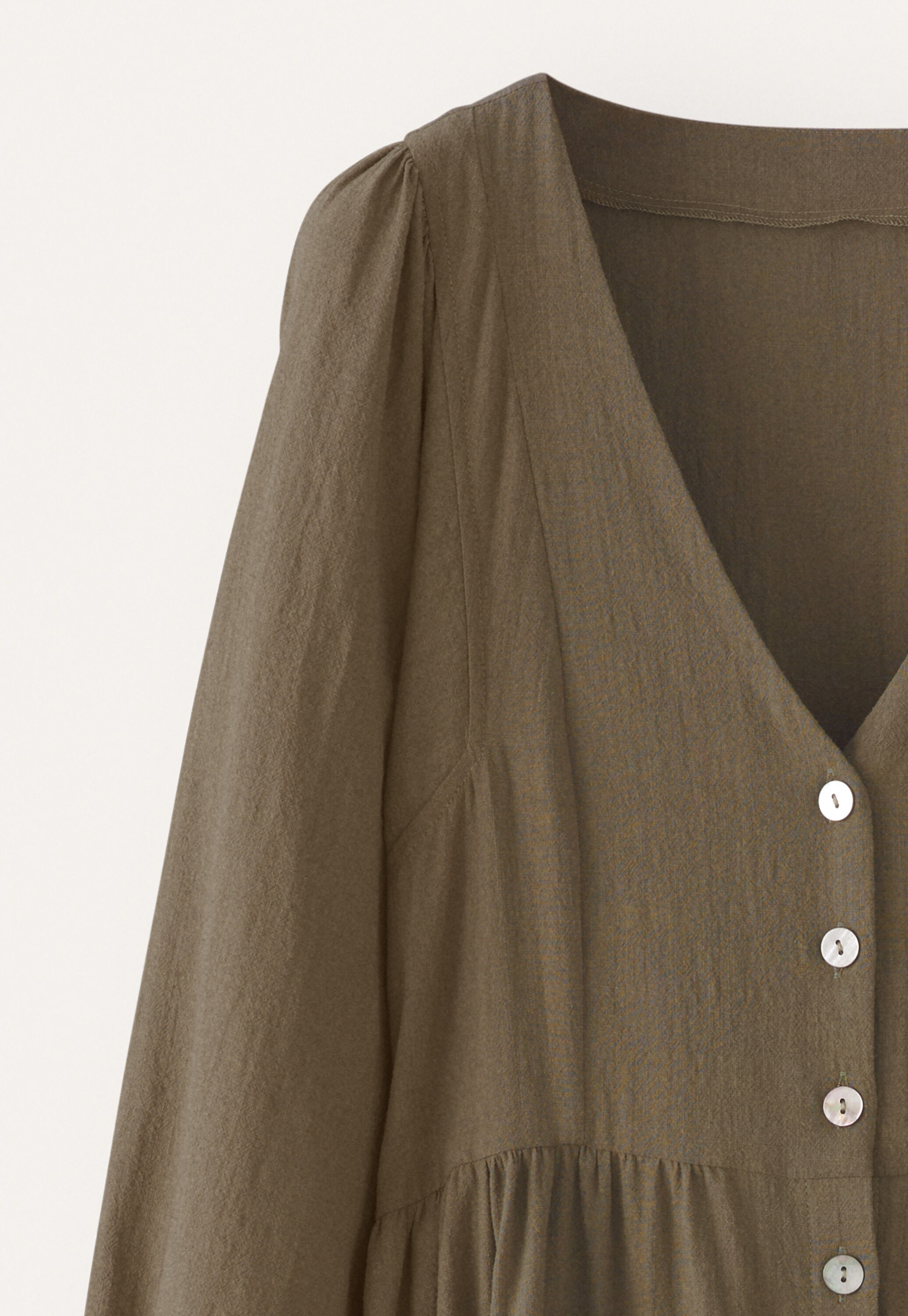 Gathered sleeve dress, Khaki, large