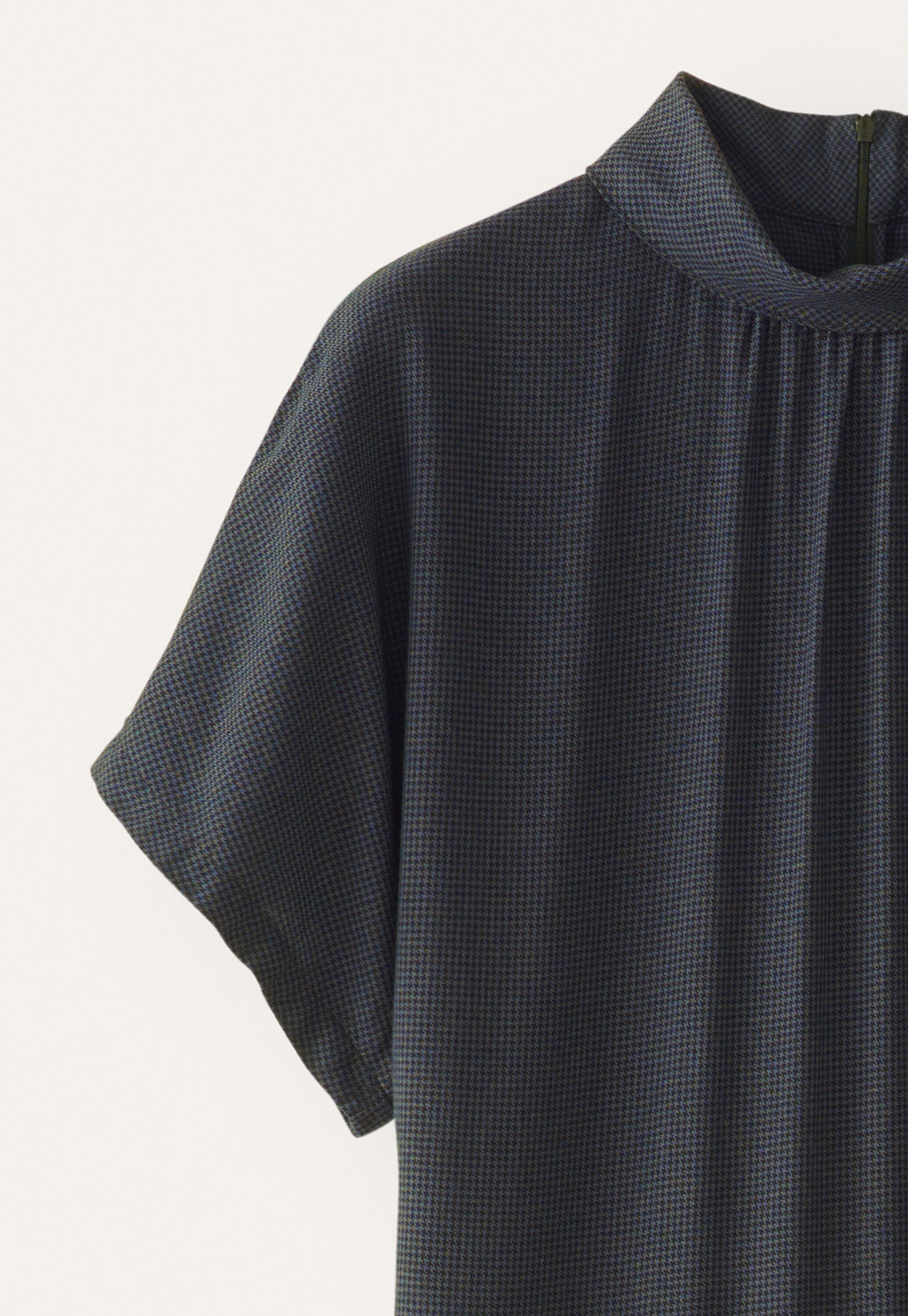 High neck dogtooth dress, Grey black, large
