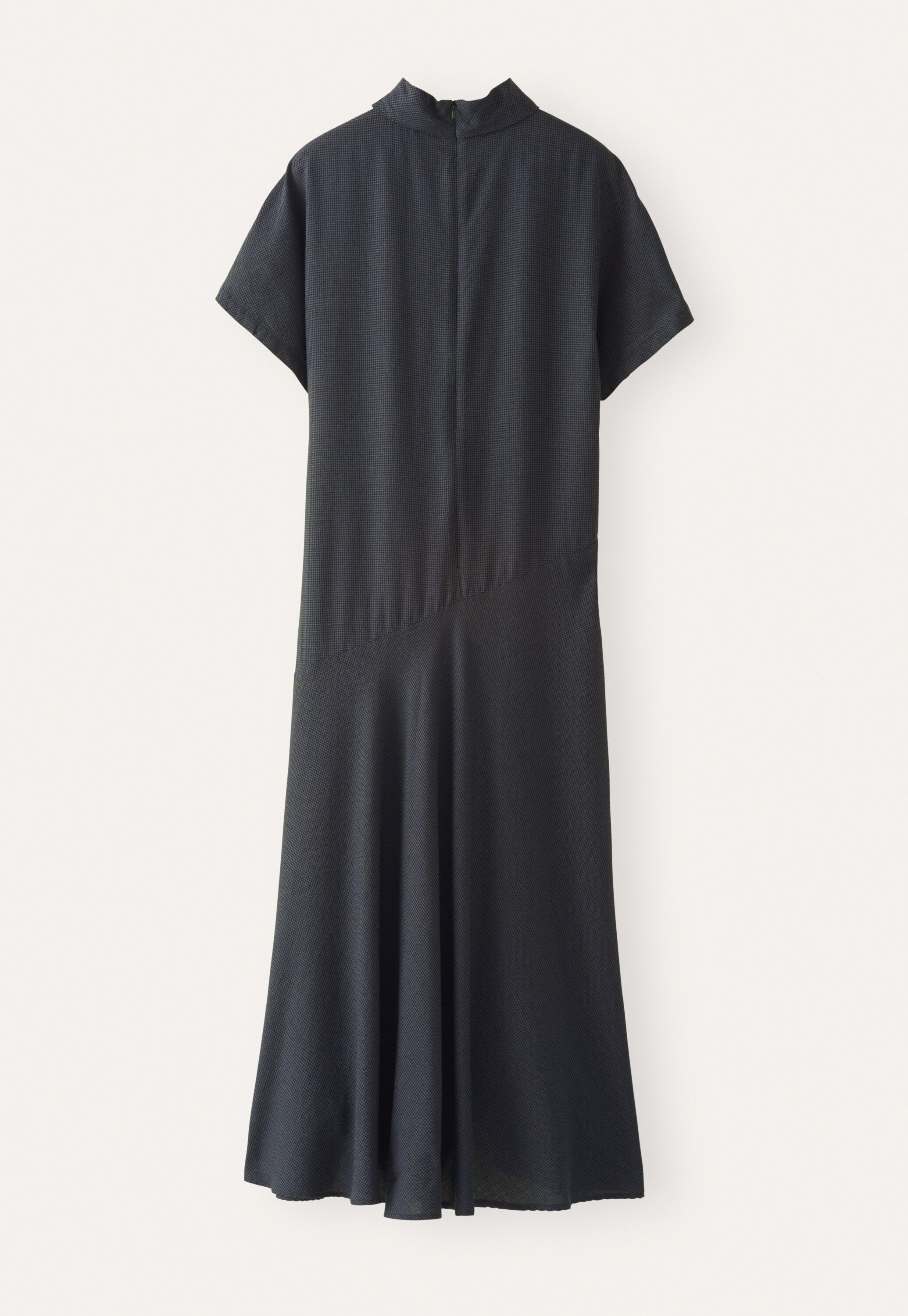 High neck dogtooth dress, Grey black, large