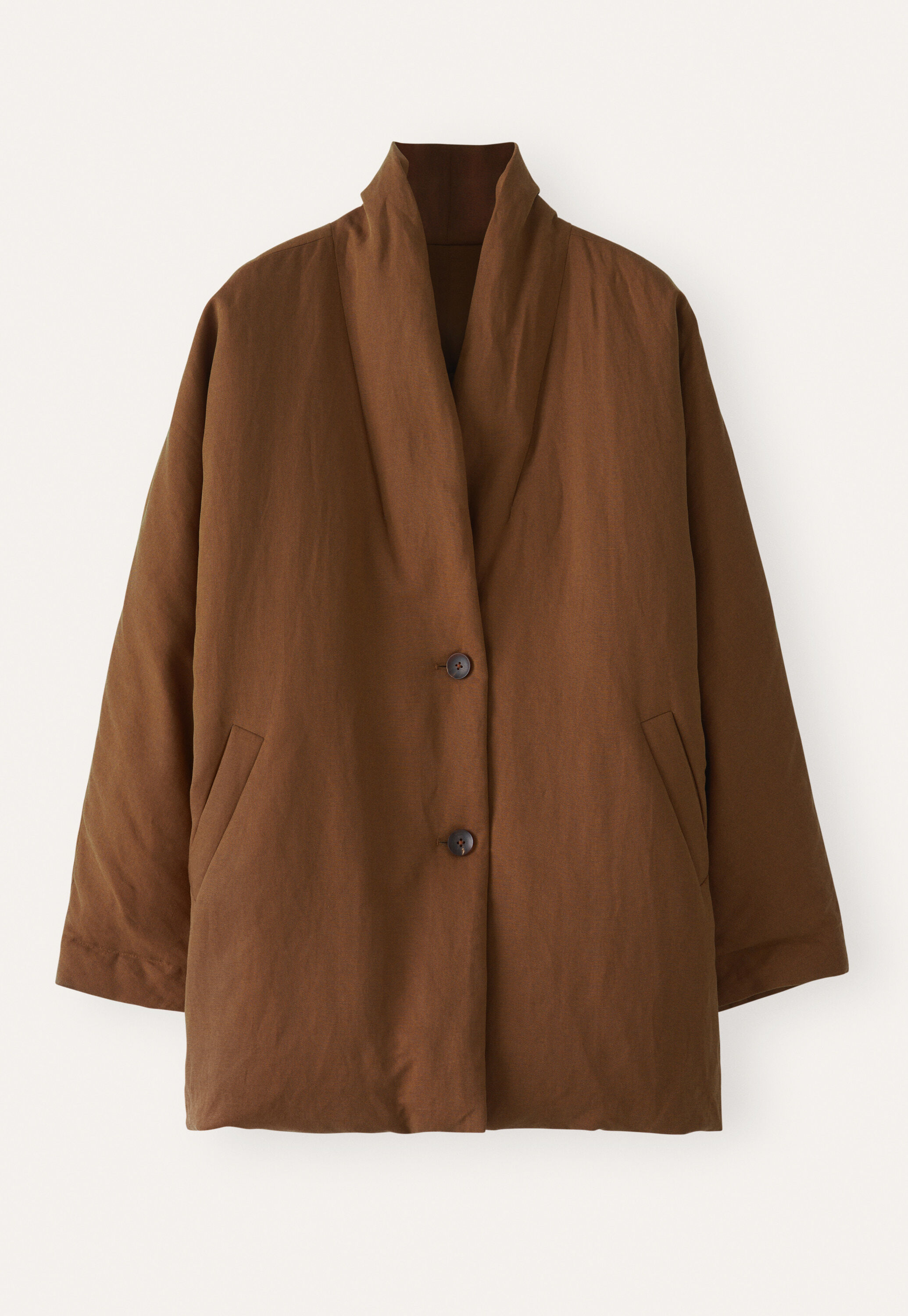 Shawl collar padded coat, Chestnut, large