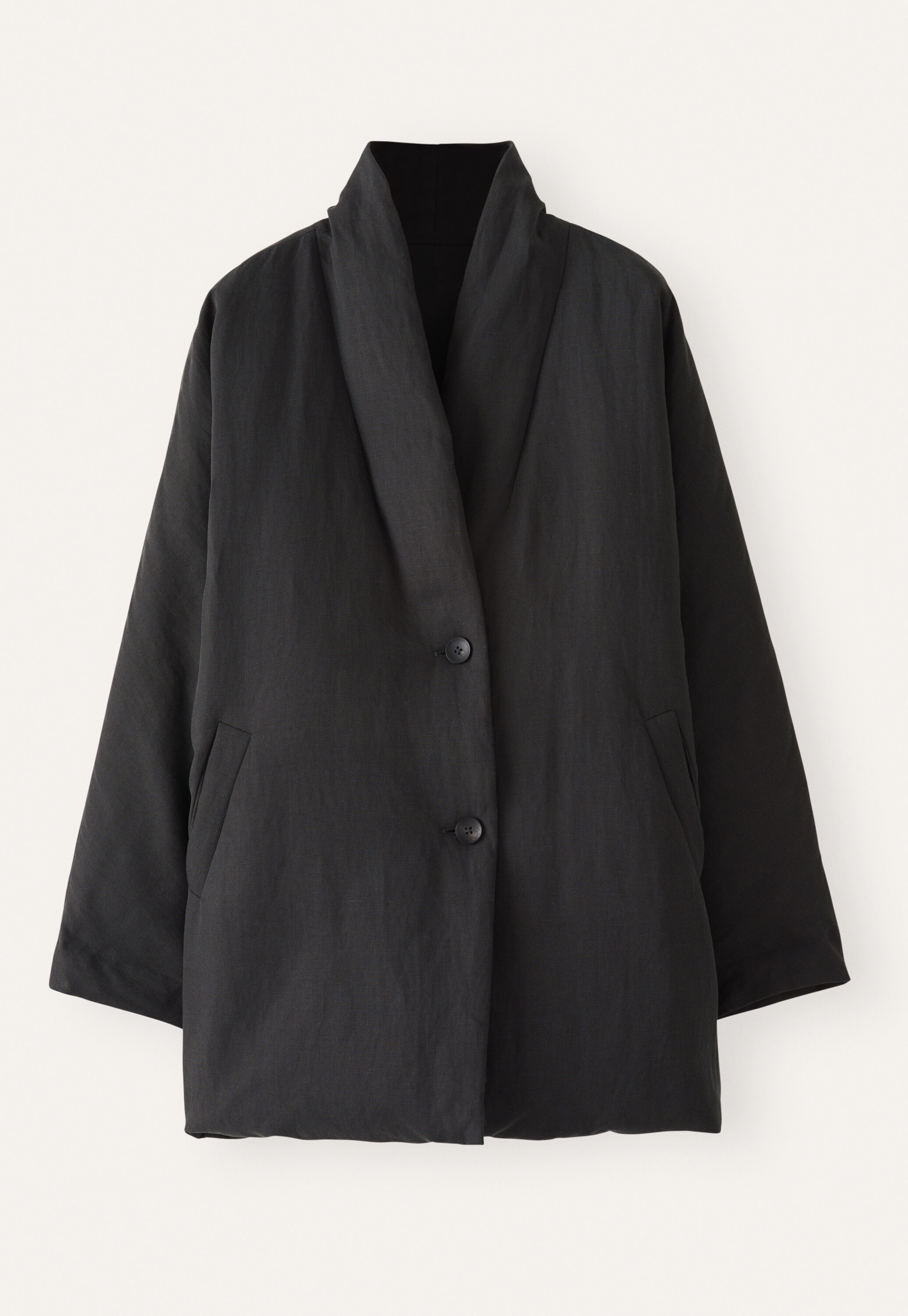 Shawl collar padded coat, Charcoal, large