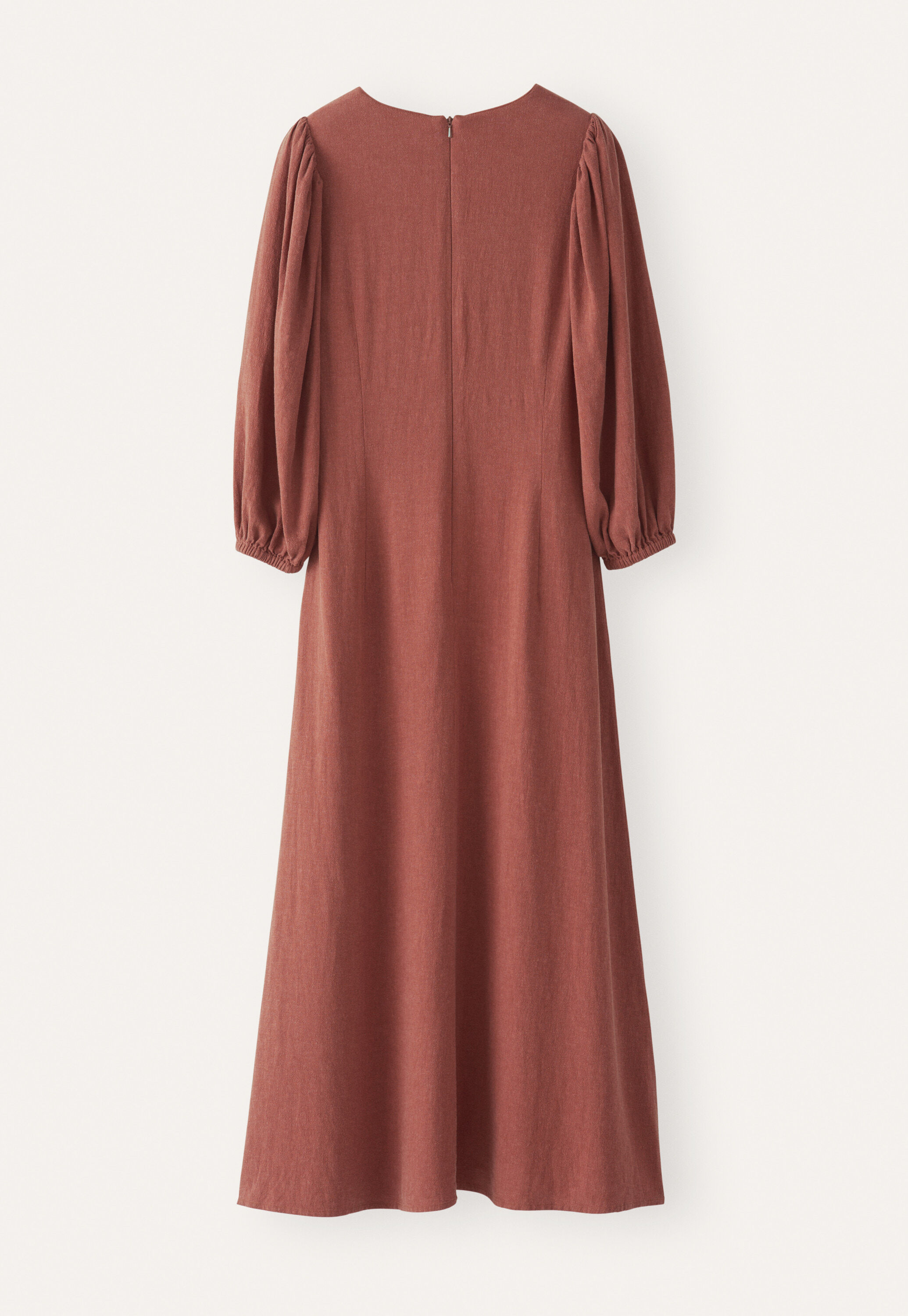 Long v-neck dress, Blush, large