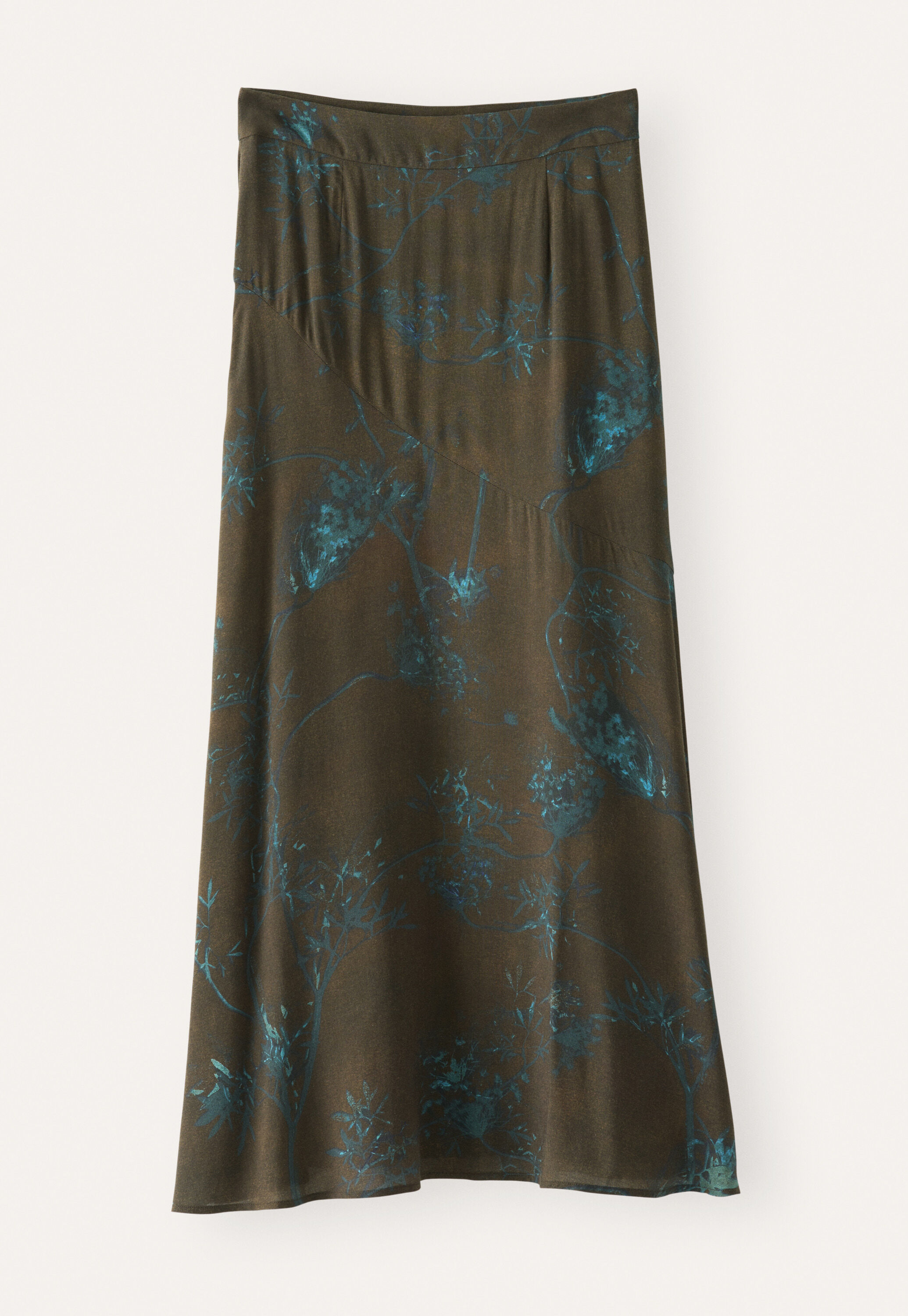 Printed long flared skirt, Dark brown, large