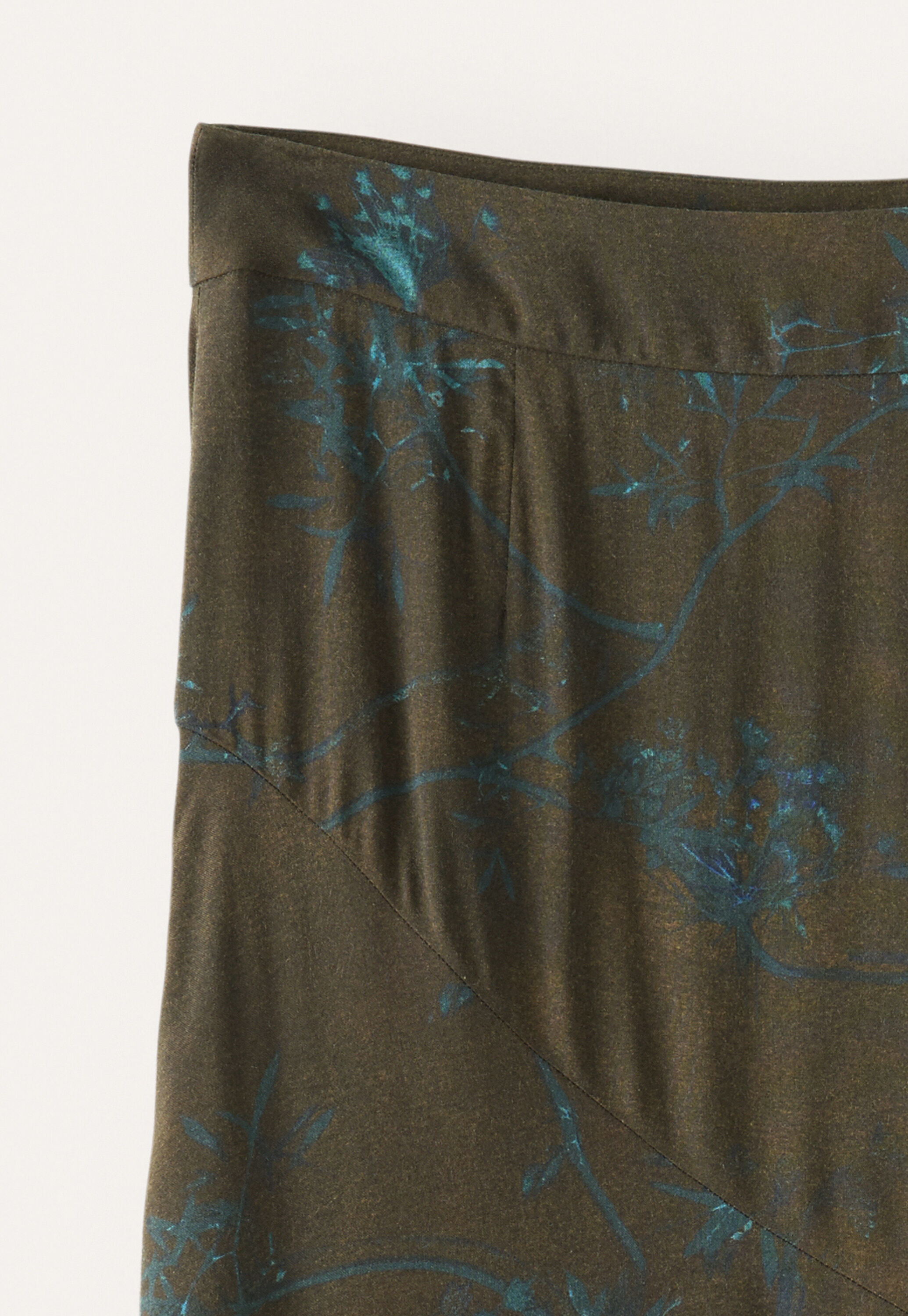 Printed long flared skirt, Dark brown, large