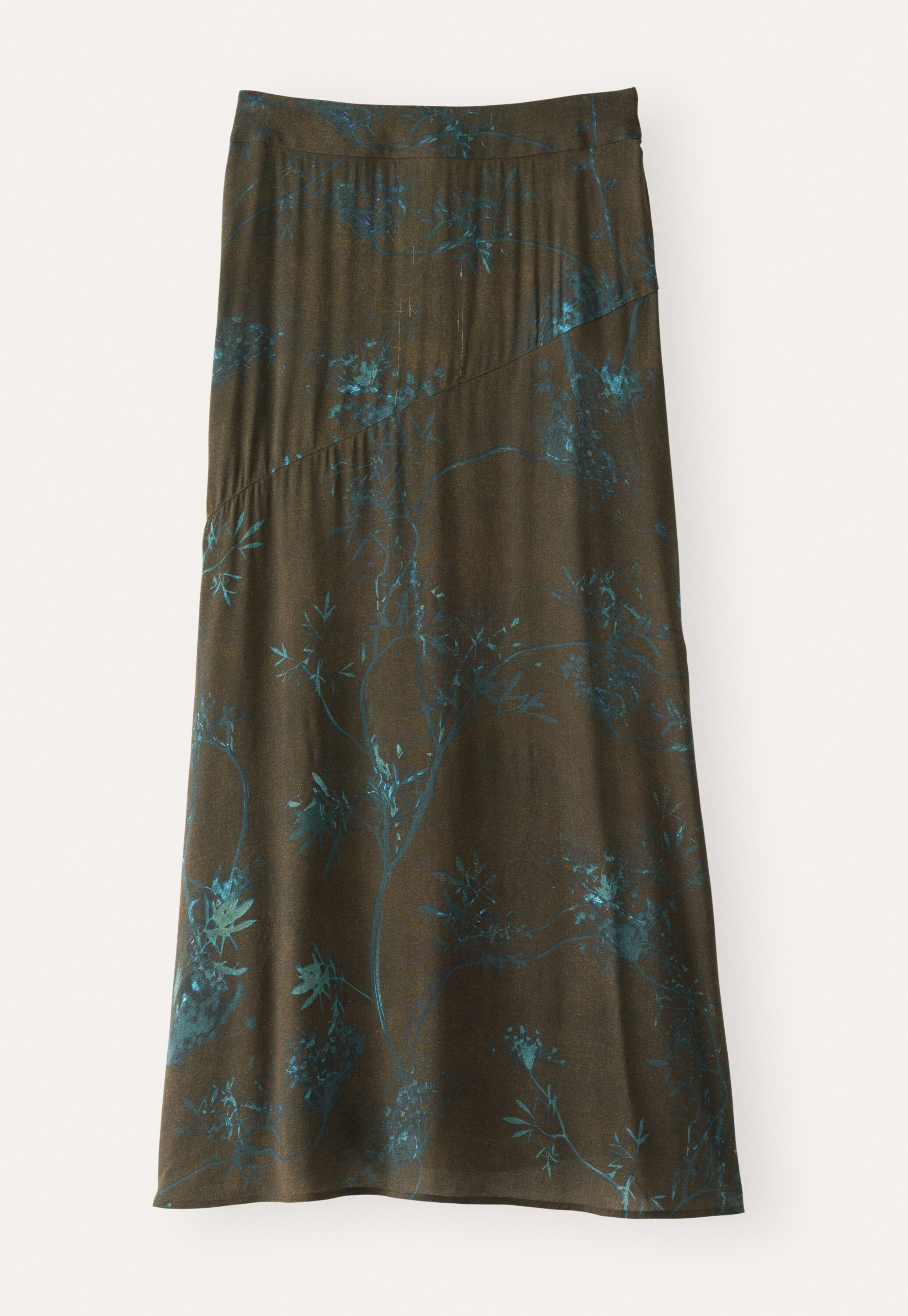 Printed long flared skirt, Dark brown, large