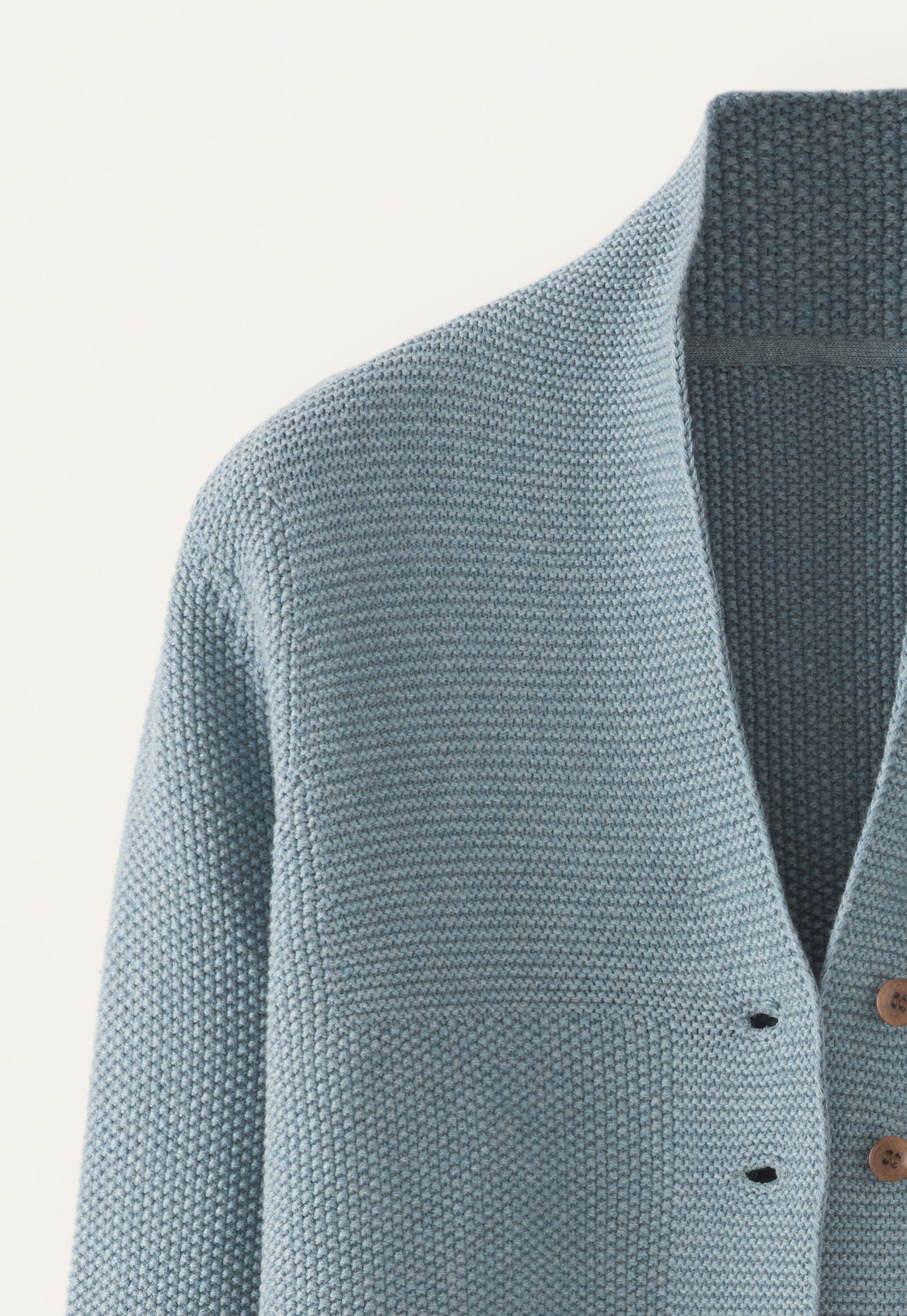 Button-front cardigan, Aqua denim, large