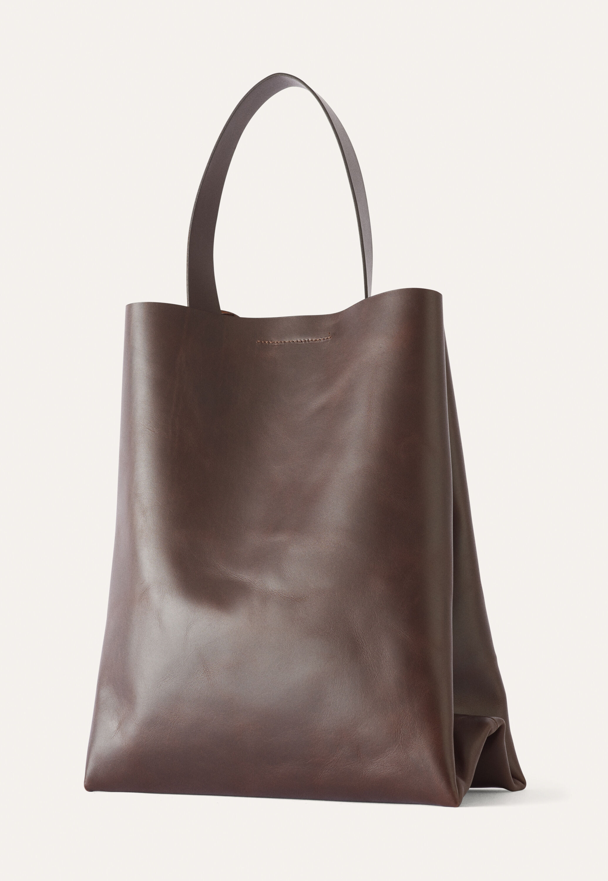 Leather bag, Dark brown, large