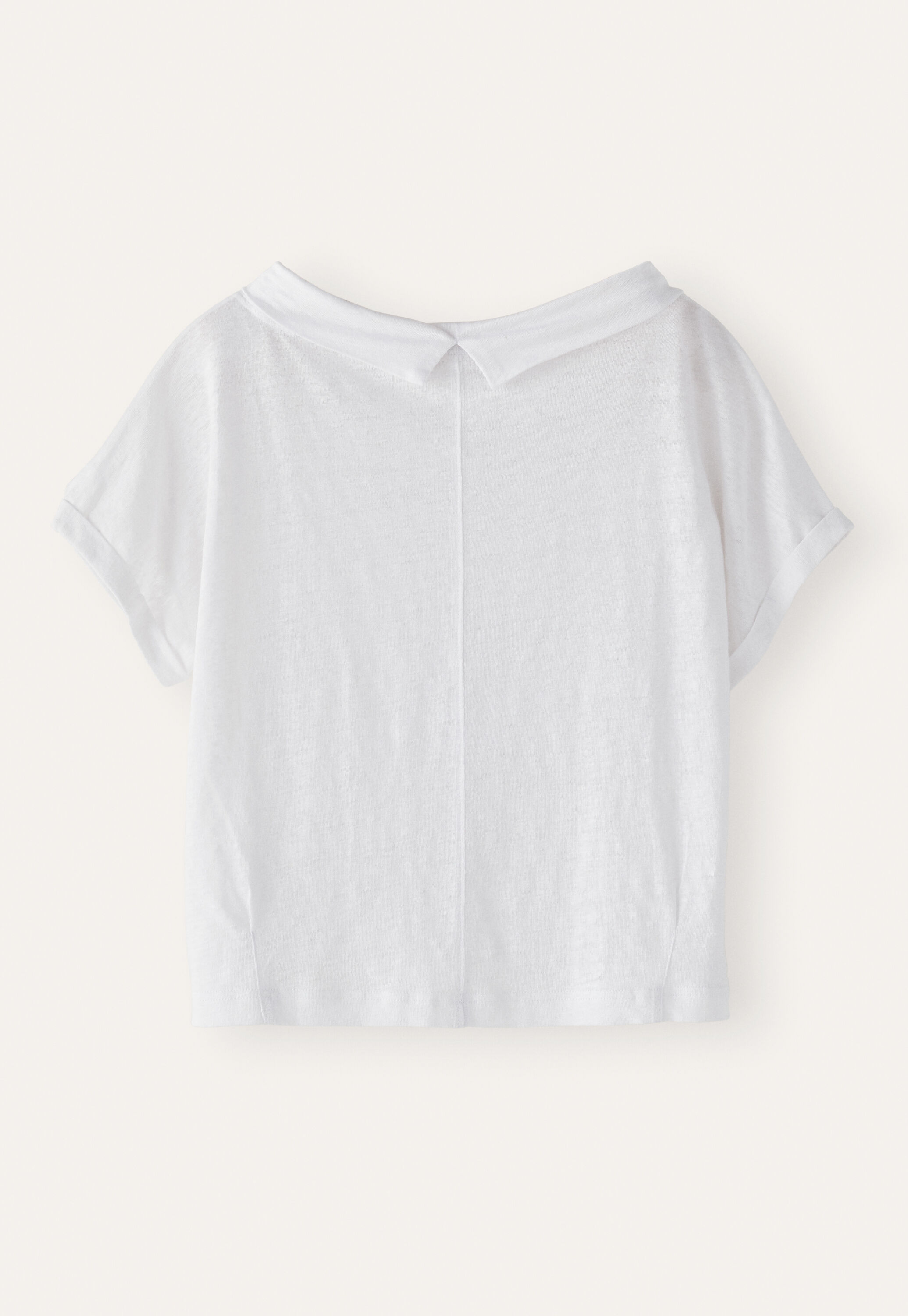 Turned-over neck top, White, large