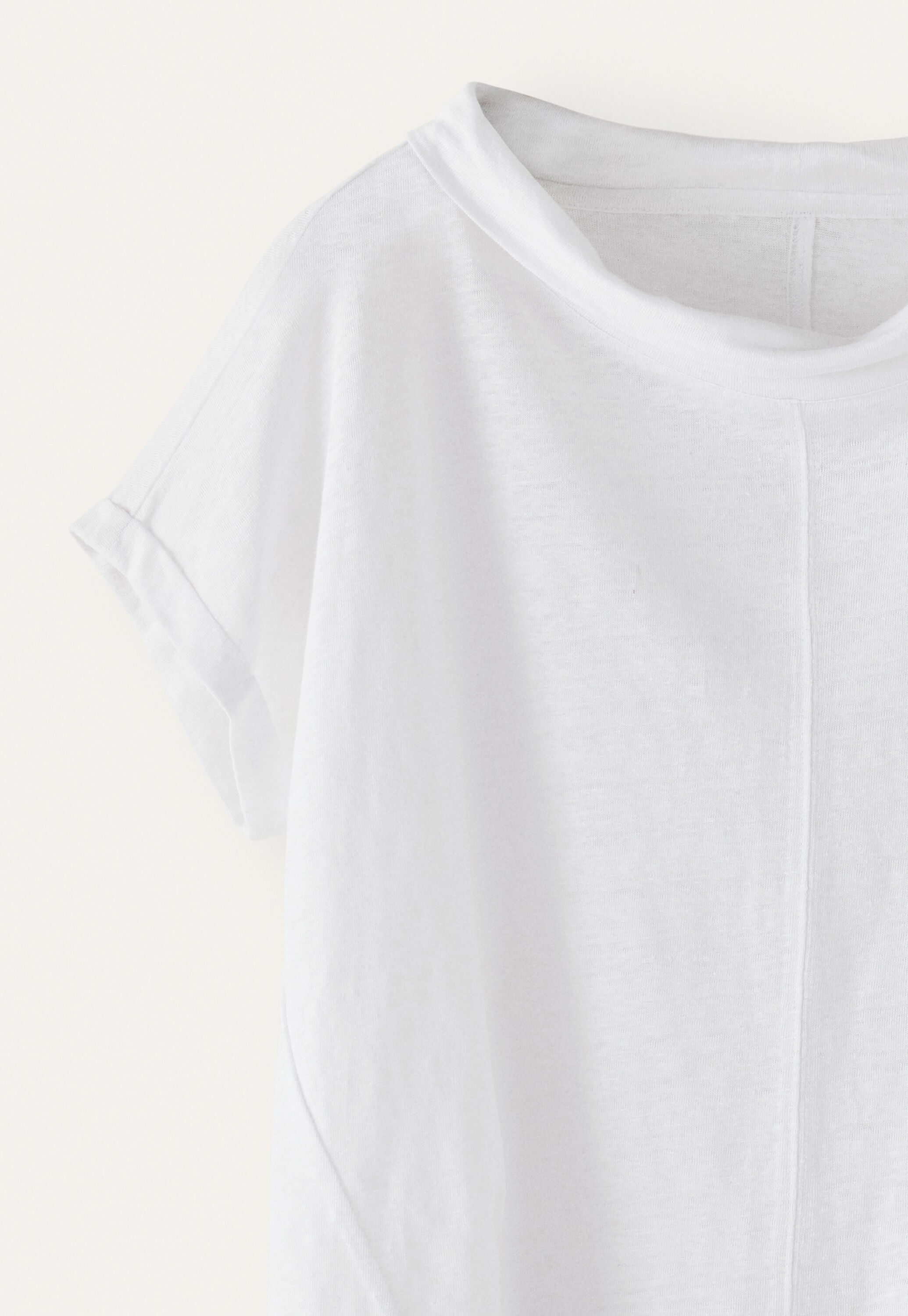 Turned-over neck top, White, large