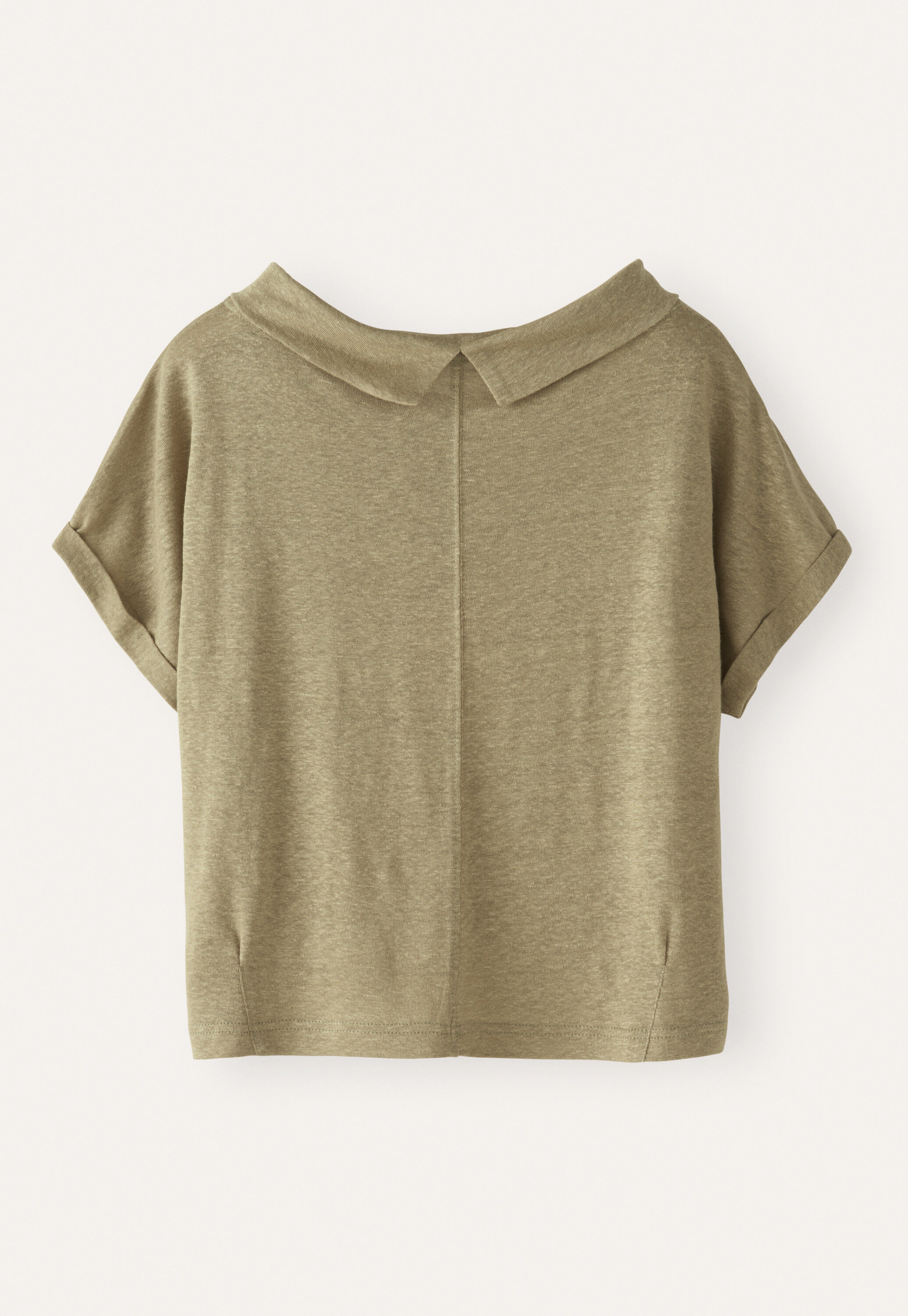 Turned-over neck top, Sage taupe, large